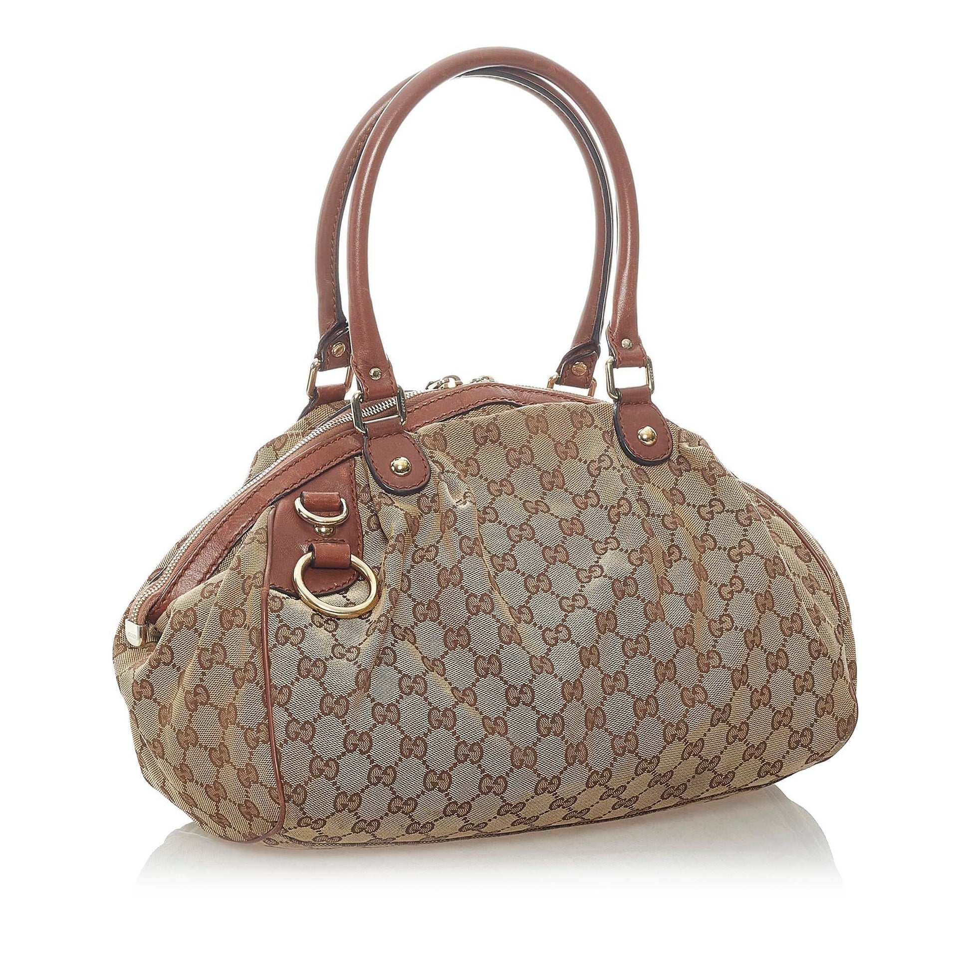 Gucci GG Sukey SHG Canvas Brown Satchel Bag 4