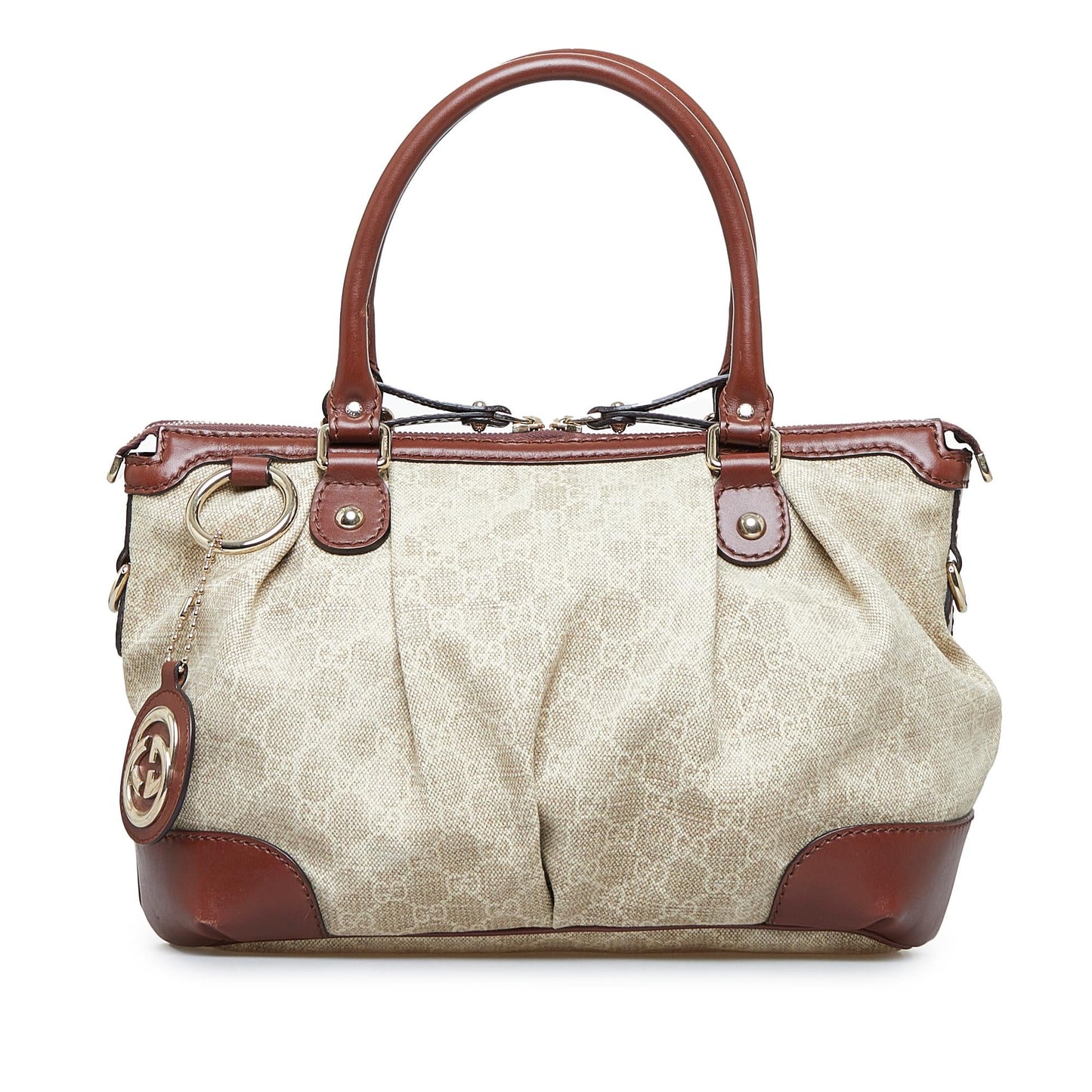 Gucci GG Sukey SHG-M2Kzun Canvas Brown Satchel Bag