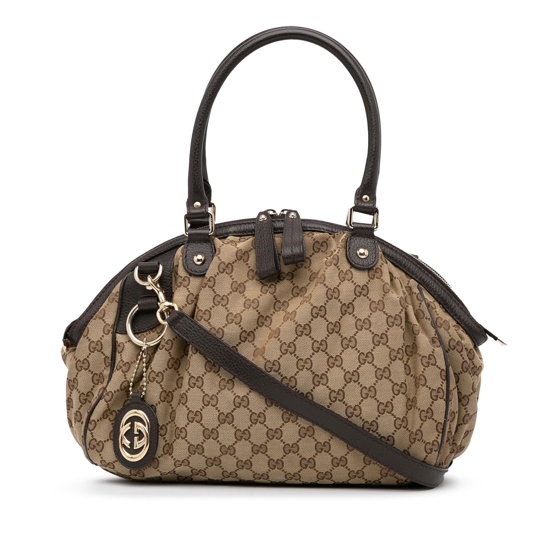 Gucci GG Sukey SHG-OwA3vA Canvas Brown Satchel Bag