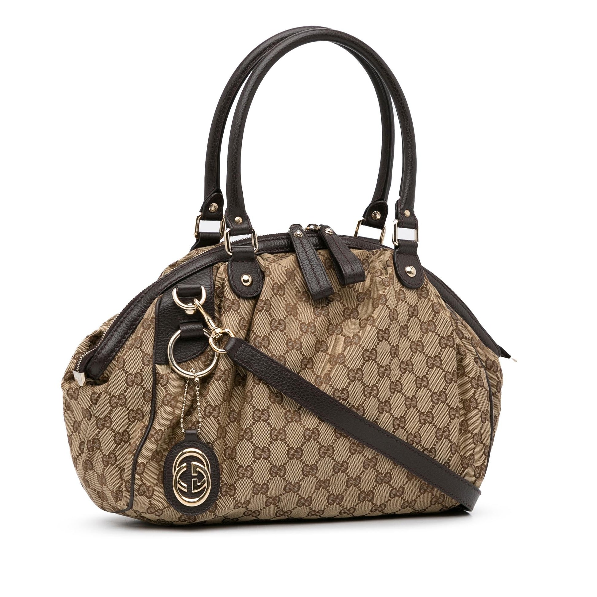 Gucci GG Sukey SHG-OwA3vA Canvas Brown Satchel Bag