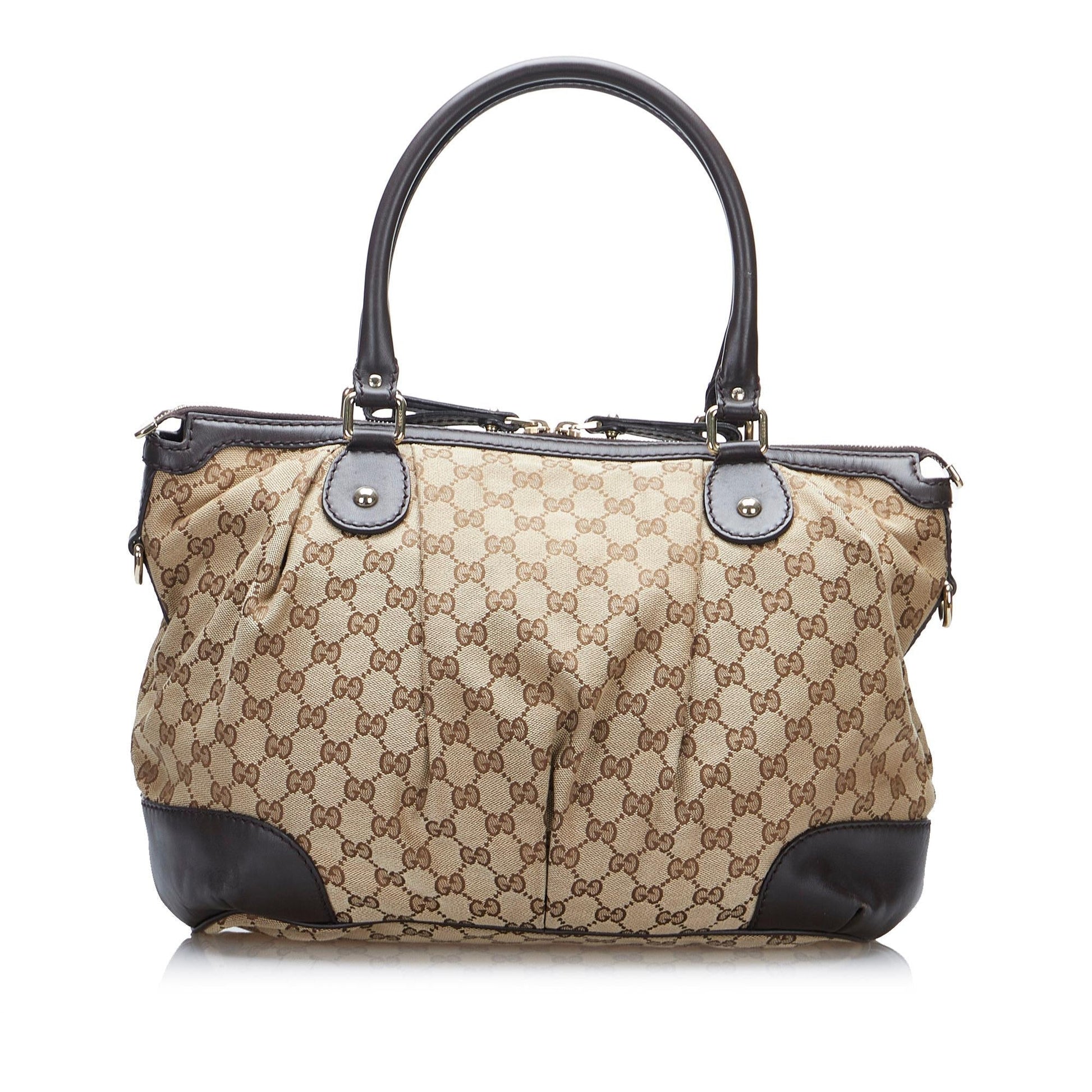 Gucci GG Sukey SHG-nqGXYm Canvas Brown Satchel Bag