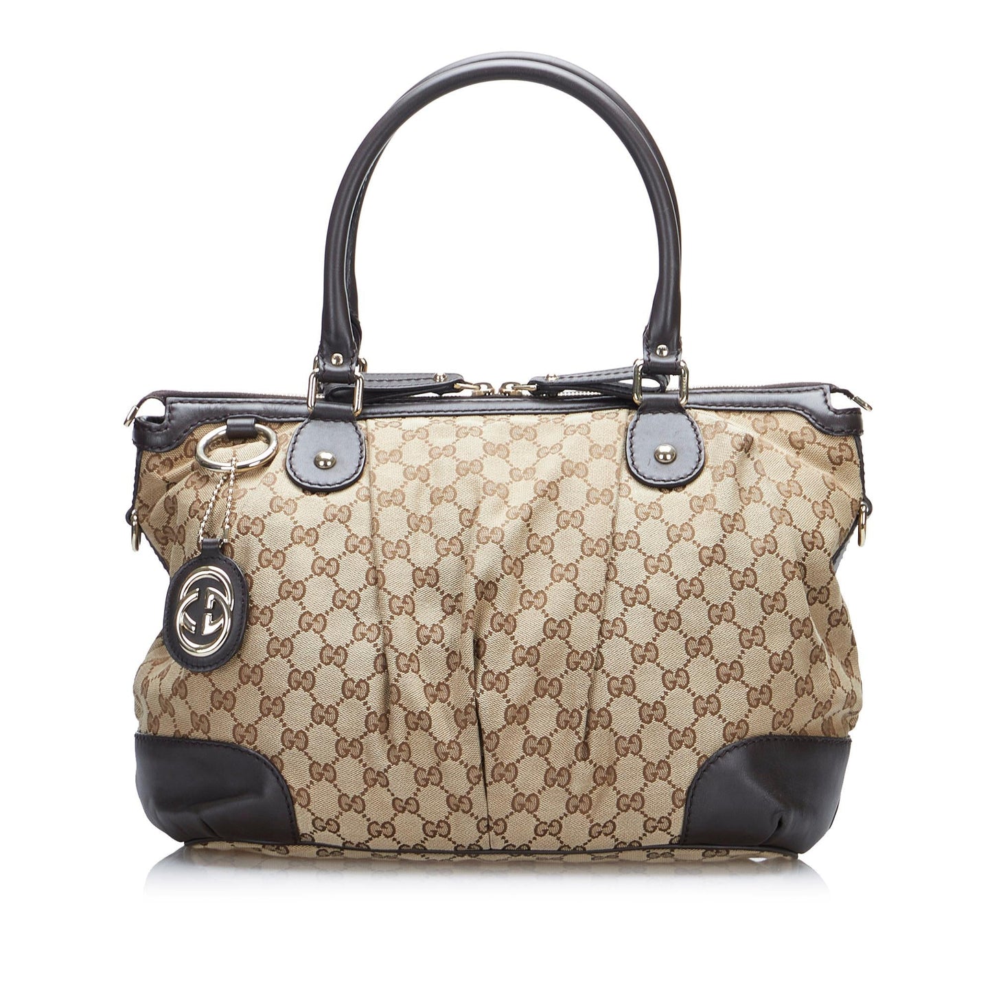 Gucci GG Sukey SHG-nqGXYm Canvas Brown Satchel Bag