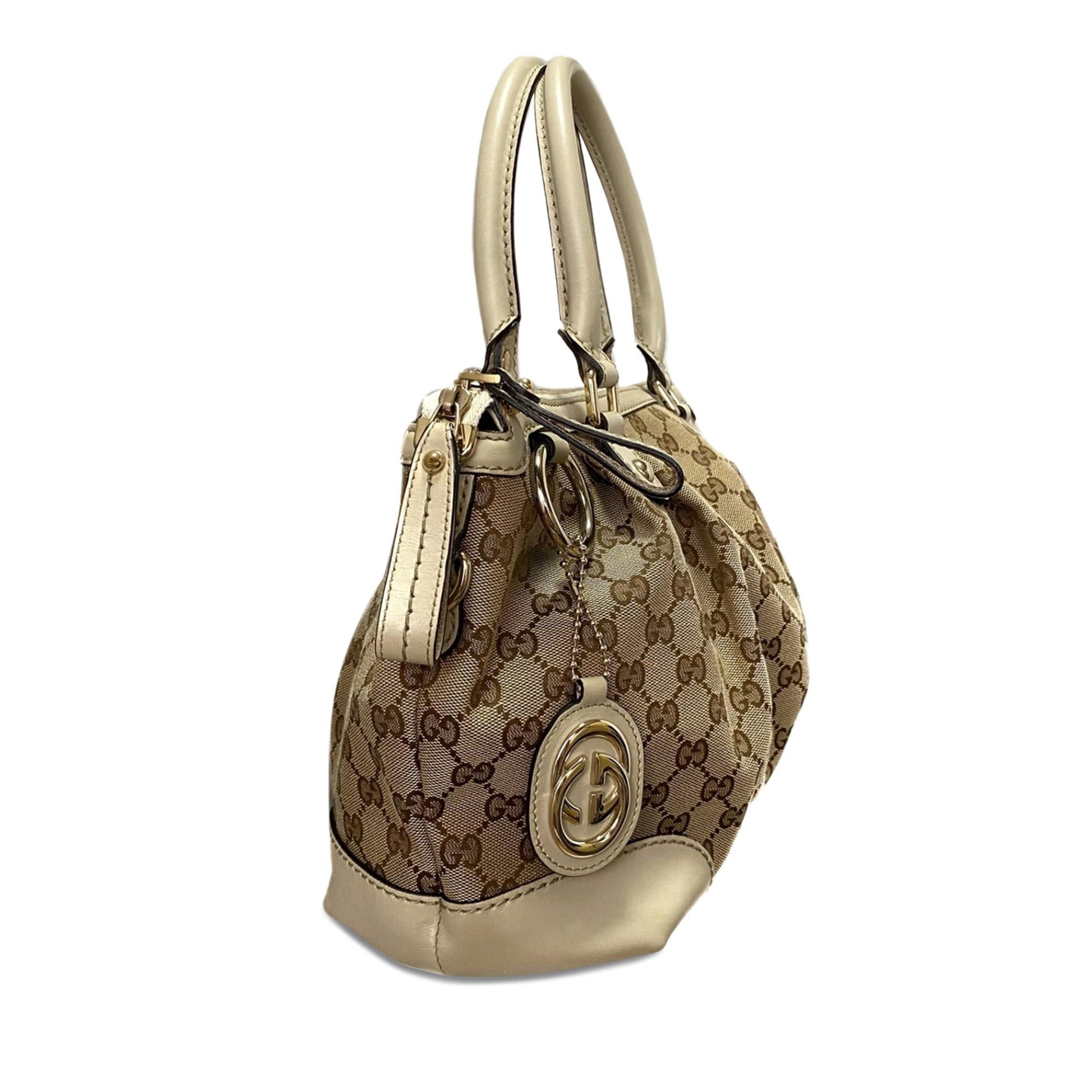 Gucci GG Sukey SHG-HoCR1s Canvas Calf Brown Satchel Bag