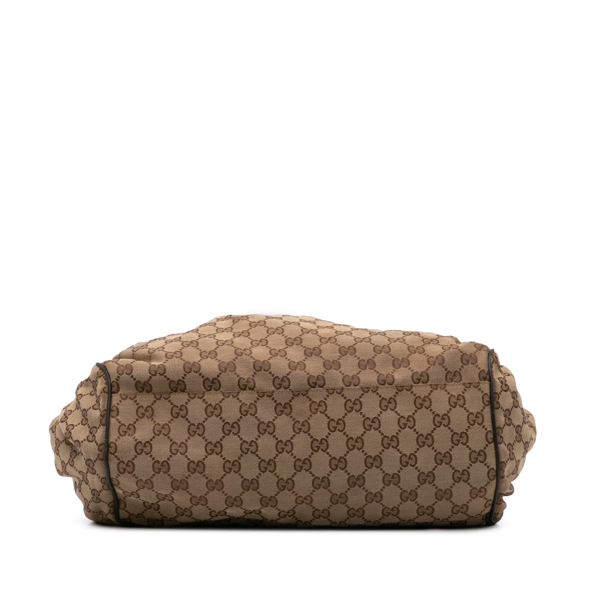 Gucci GG Sukey Canvas Calf Brown Satchel Bag Satchel 3