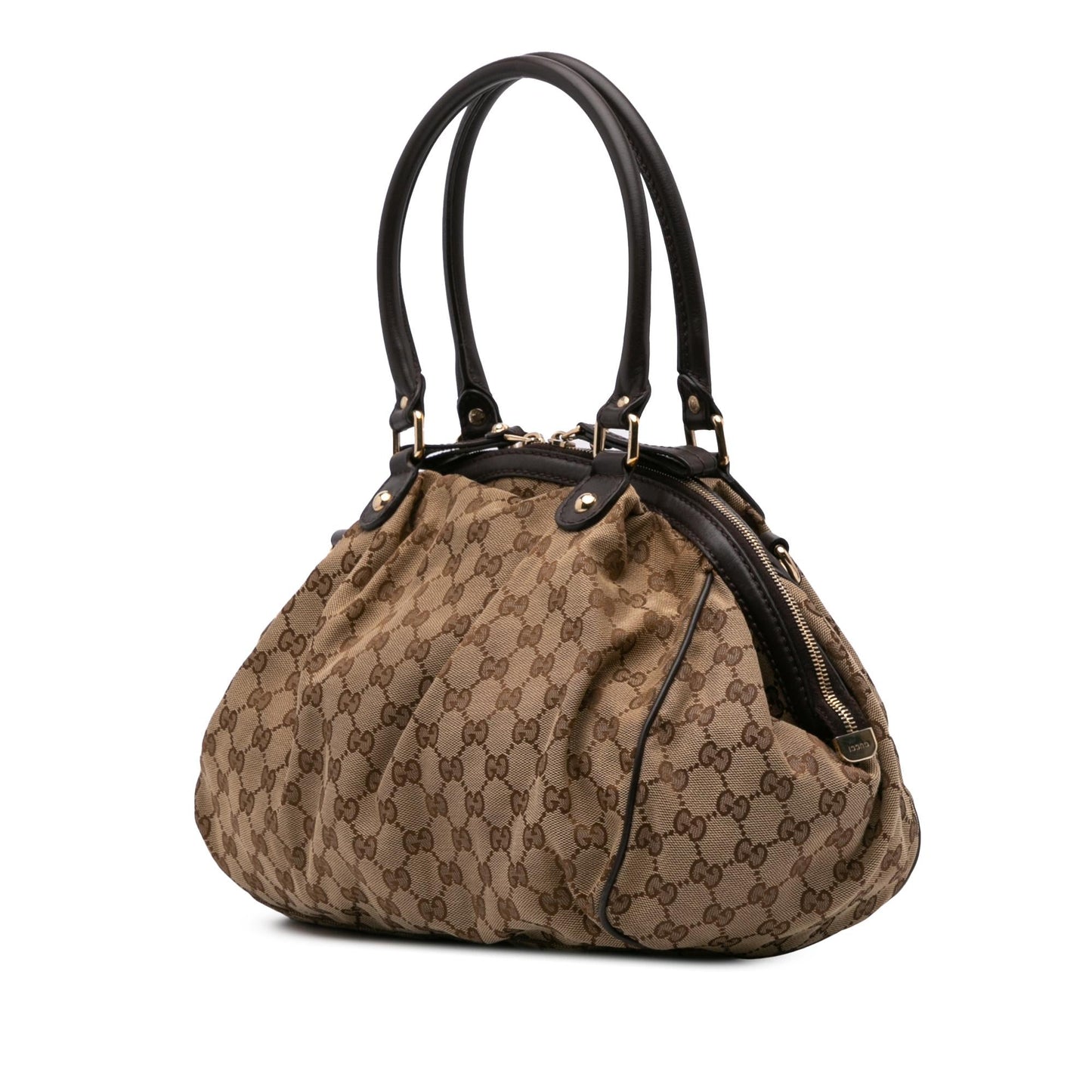Gucci GG Sukey Canvas Calf Brown Satchel Bag Satchel 3