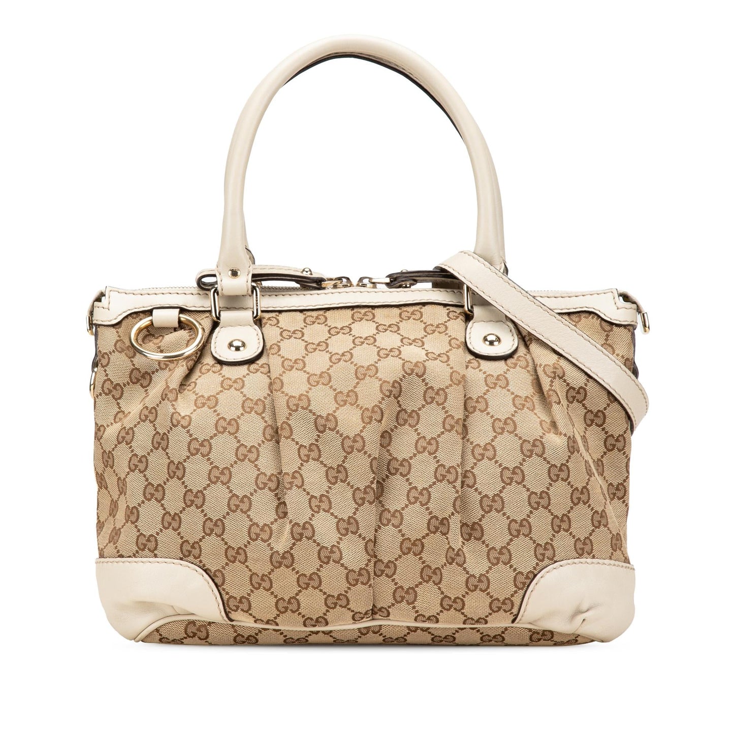Gucci GG Sukey Canvas Calf Brown Satchel Bag