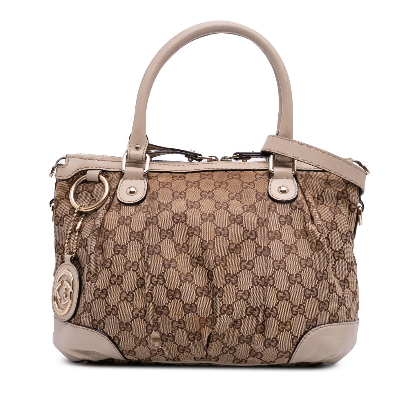 Gucci GG Sukey Canvas Calf Brown Satchel Bag Satchel 12