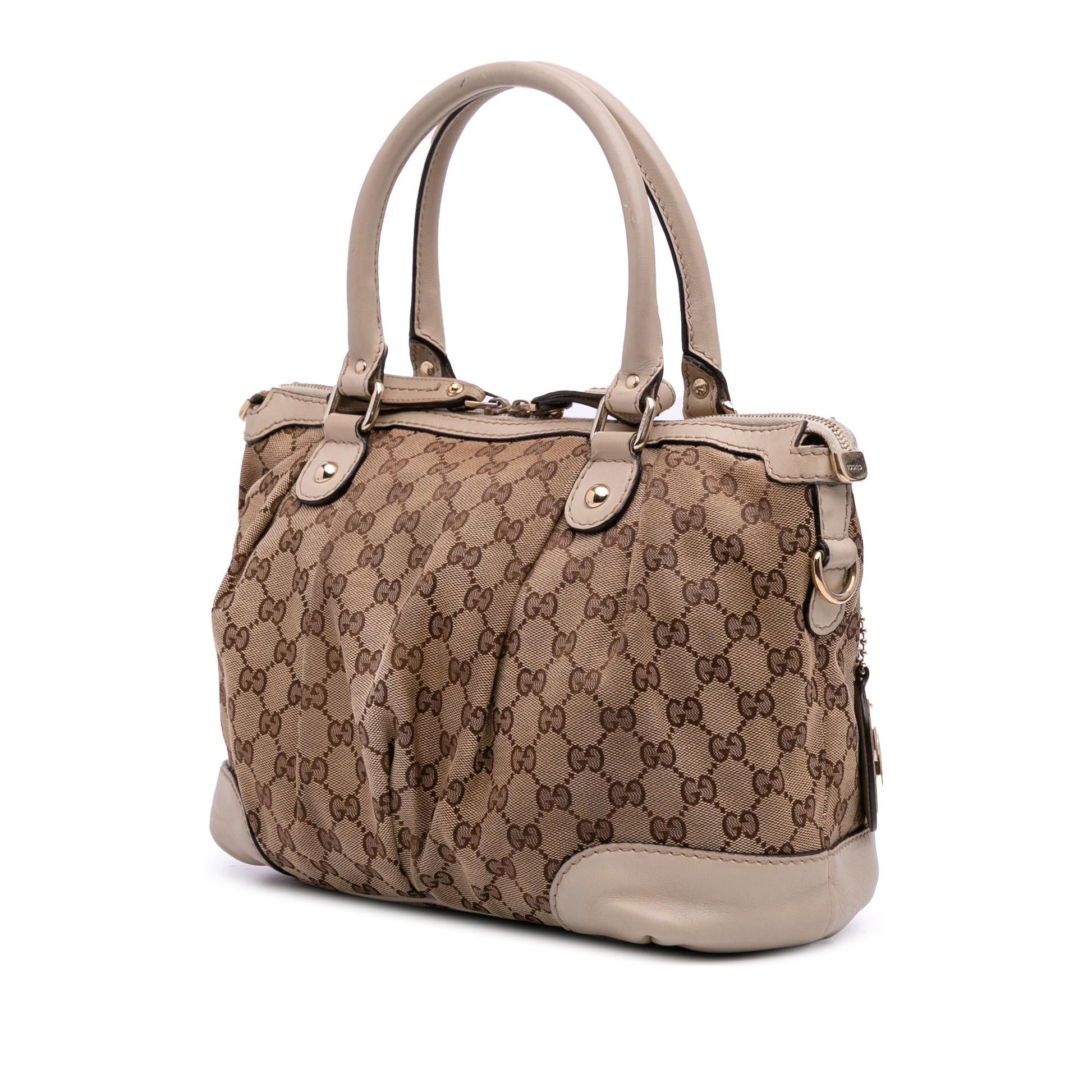 Gucci GG Sukey Canvas Calf Brown Satchel Bag Satchel 12