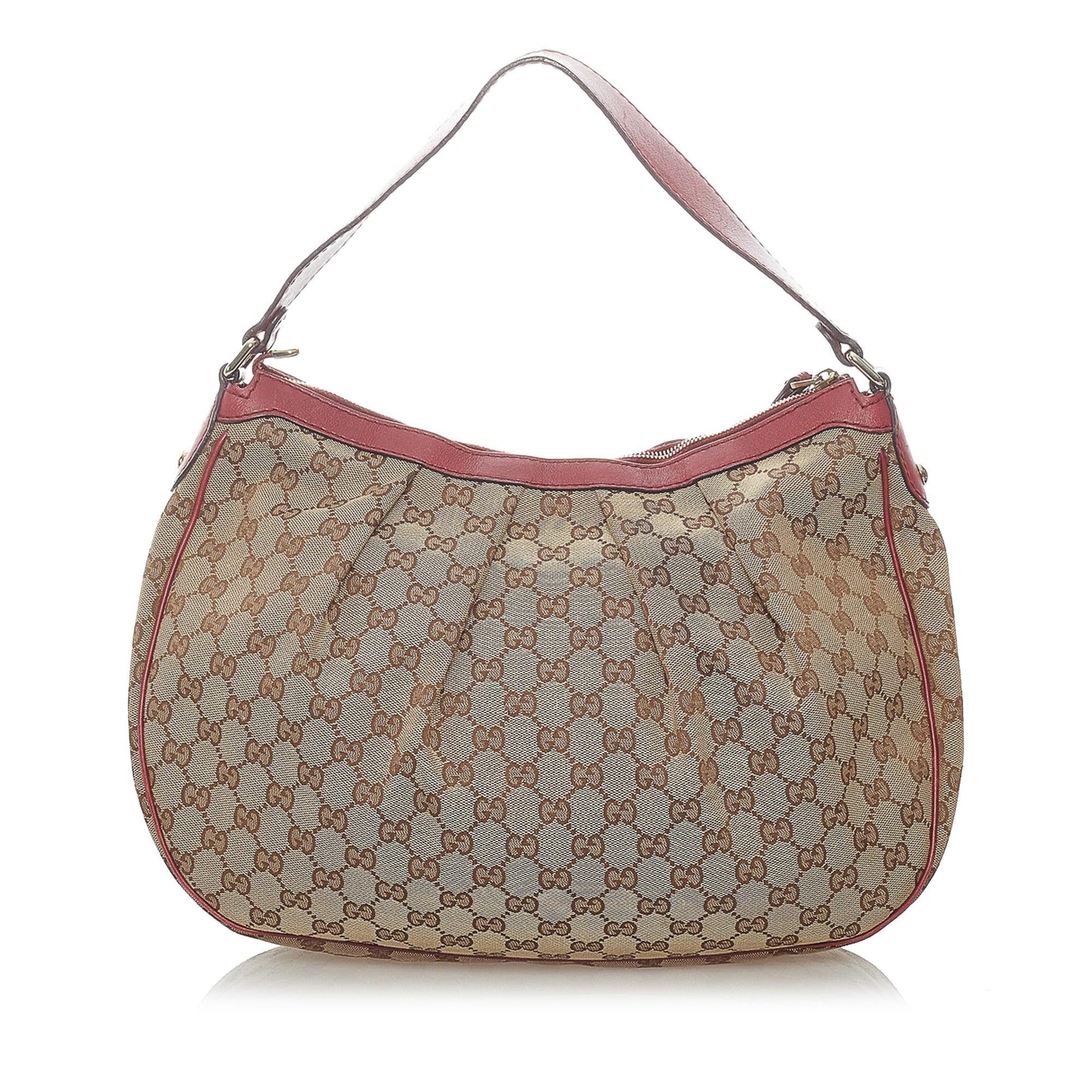 Gucci GG Sukey SHG-dw2gfY Canvas Brown Red Shoulder Bag