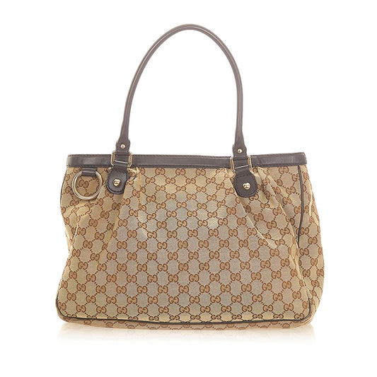 Gucci GG Sukey SHG Canvas Brown Tote Bag Bag Shg