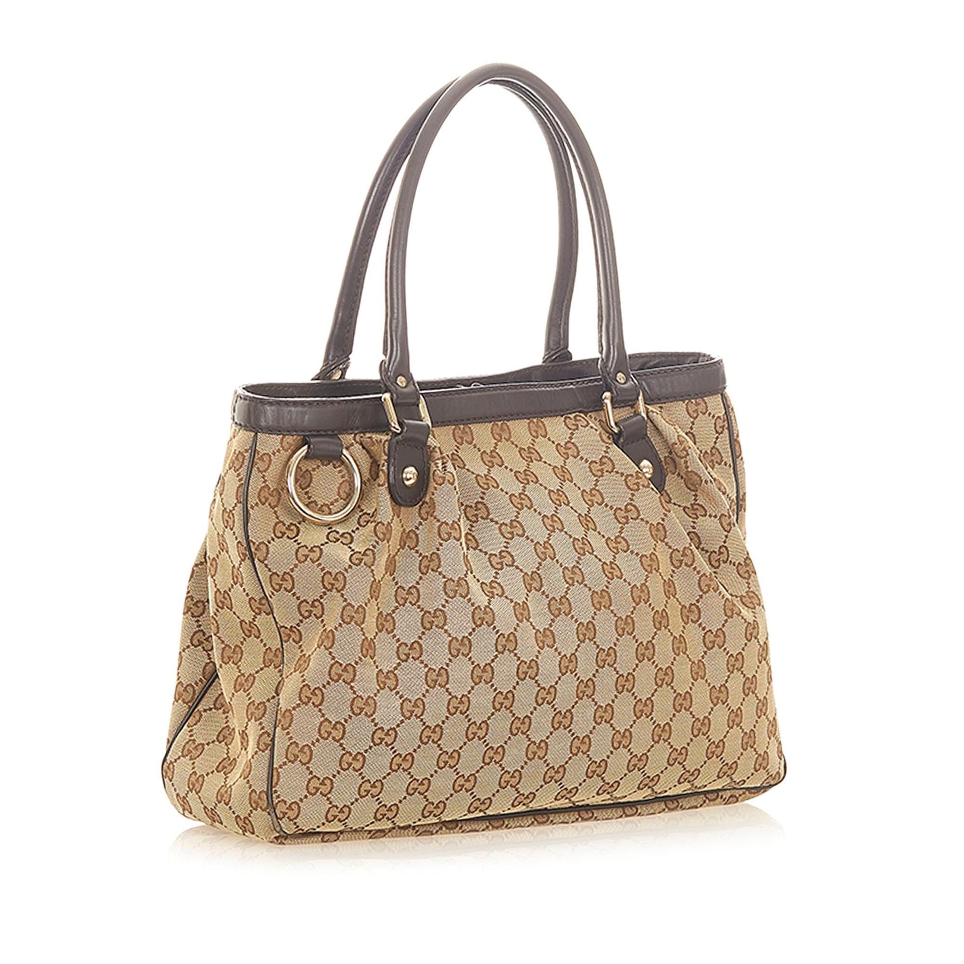 Gucci GG Sukey SHG Canvas Brown Tote Bag Bag Shg