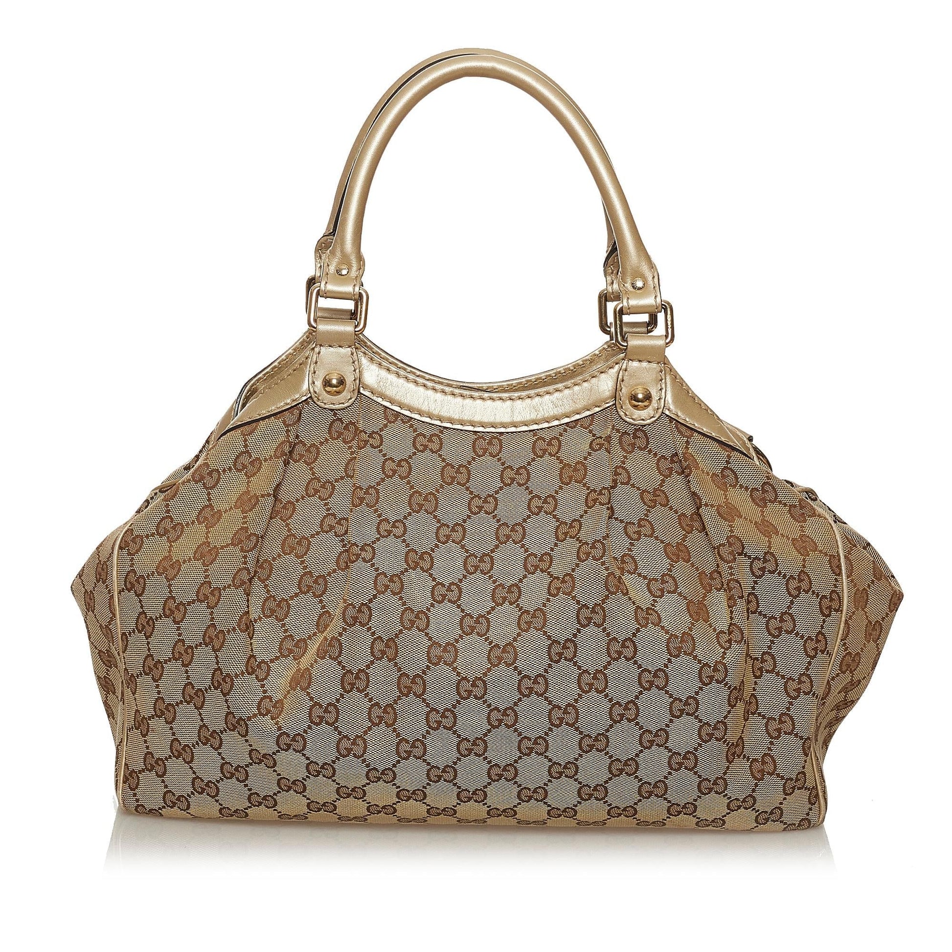 Gucci GG Sukey SHG Canvas White Brown Tote Bag 7