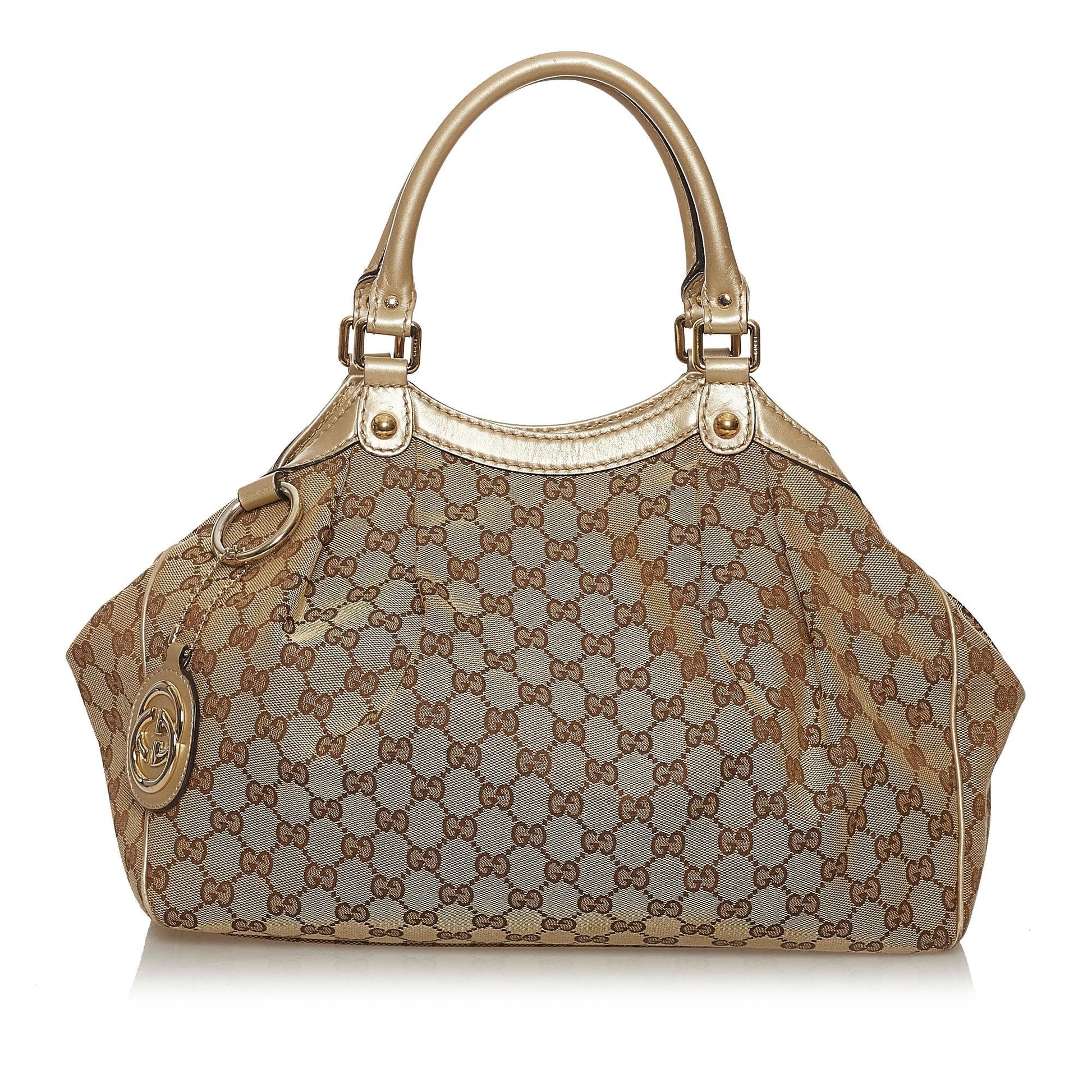 Gucci GG Sukey SHG Canvas White Brown Tote Bag 7