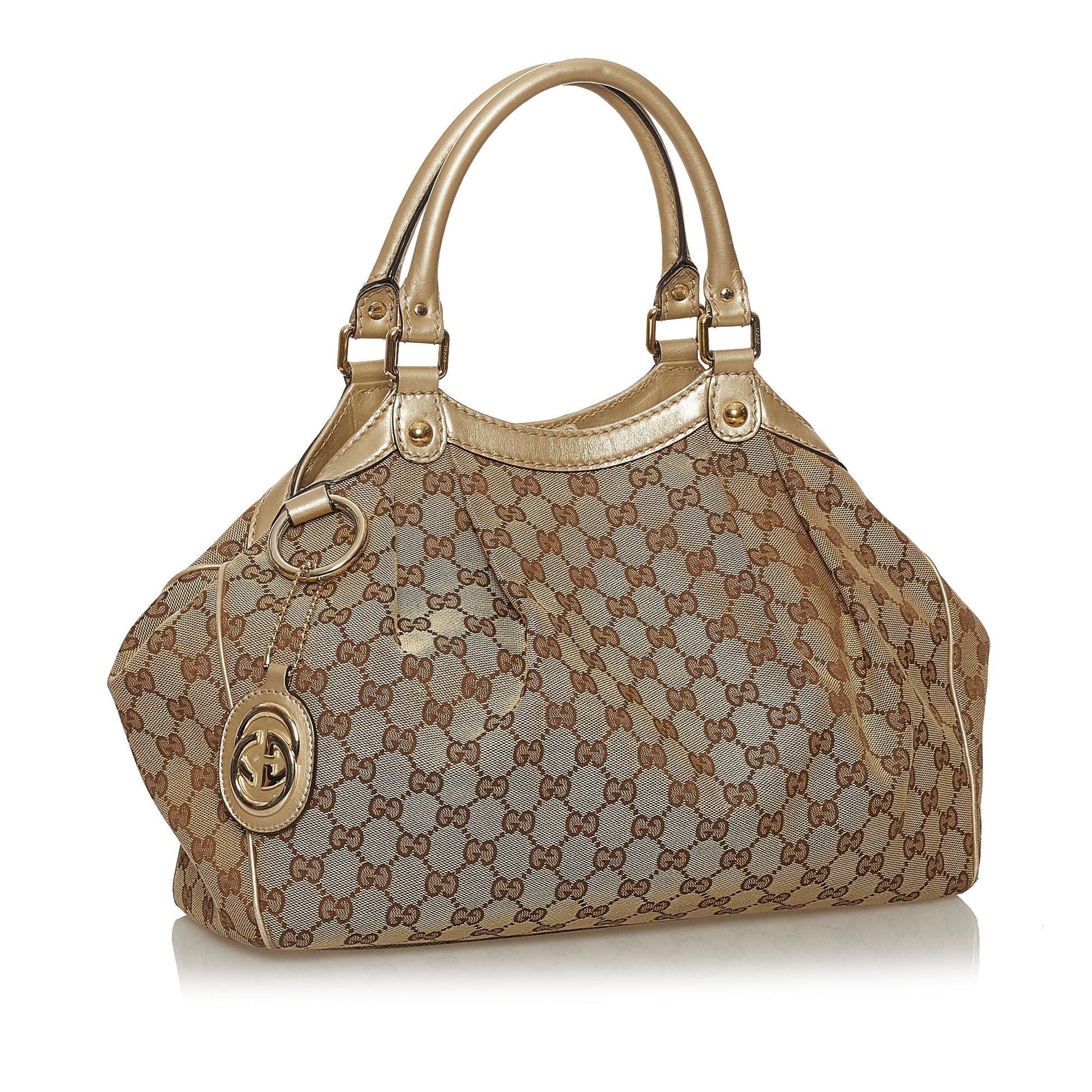 Gucci GG Sukey SHG Canvas White Brown Tote Bag 7