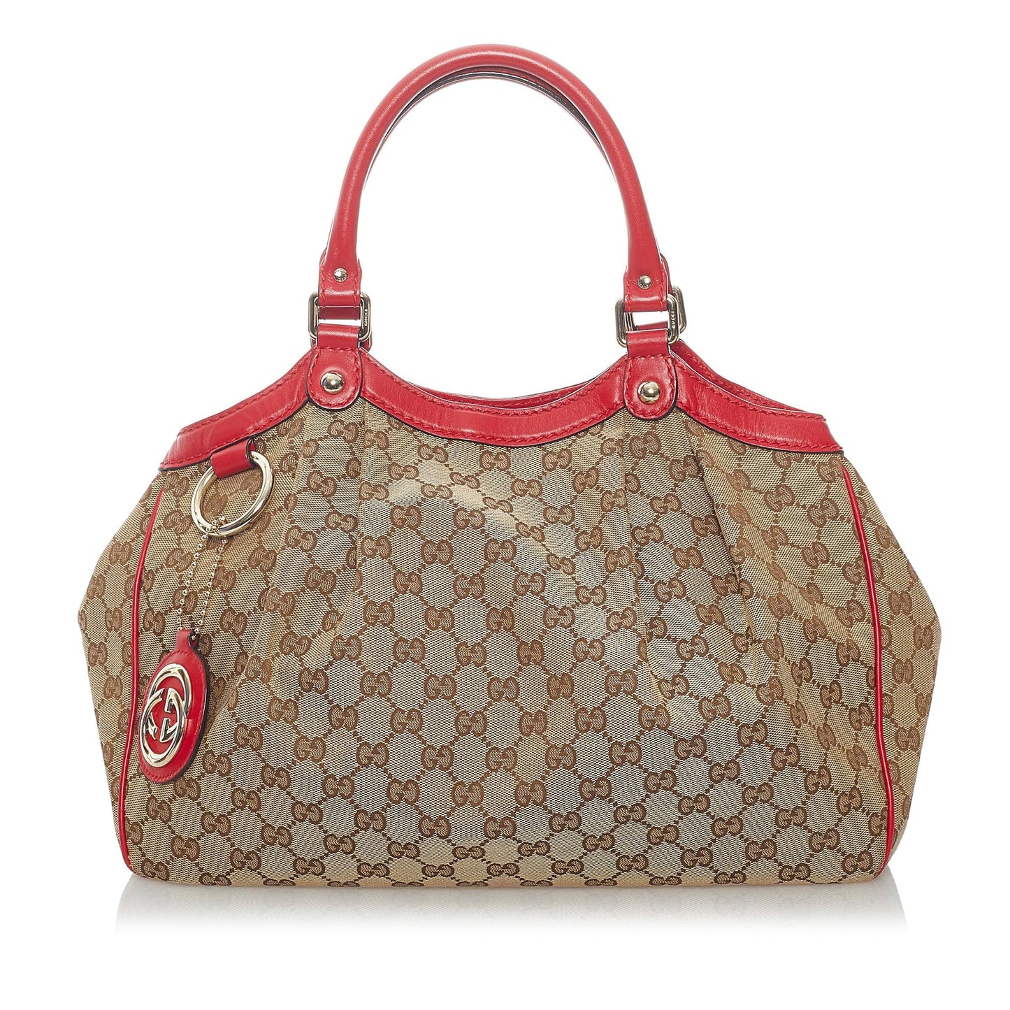 Gucci GG Sukey SHG Canvas Brown Red Tote Bag