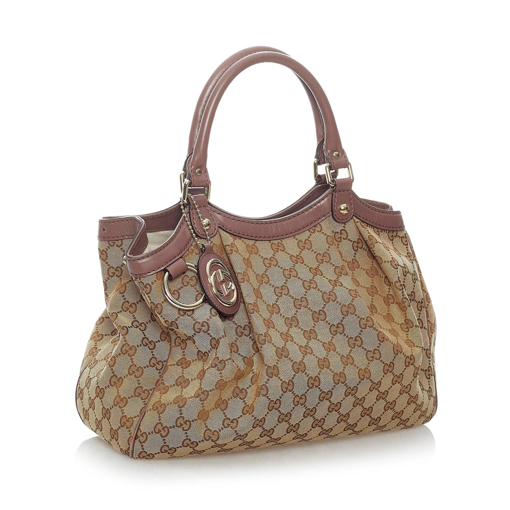 Gucci GG Sukey SHG Canvas Brown Grey Tote Bag