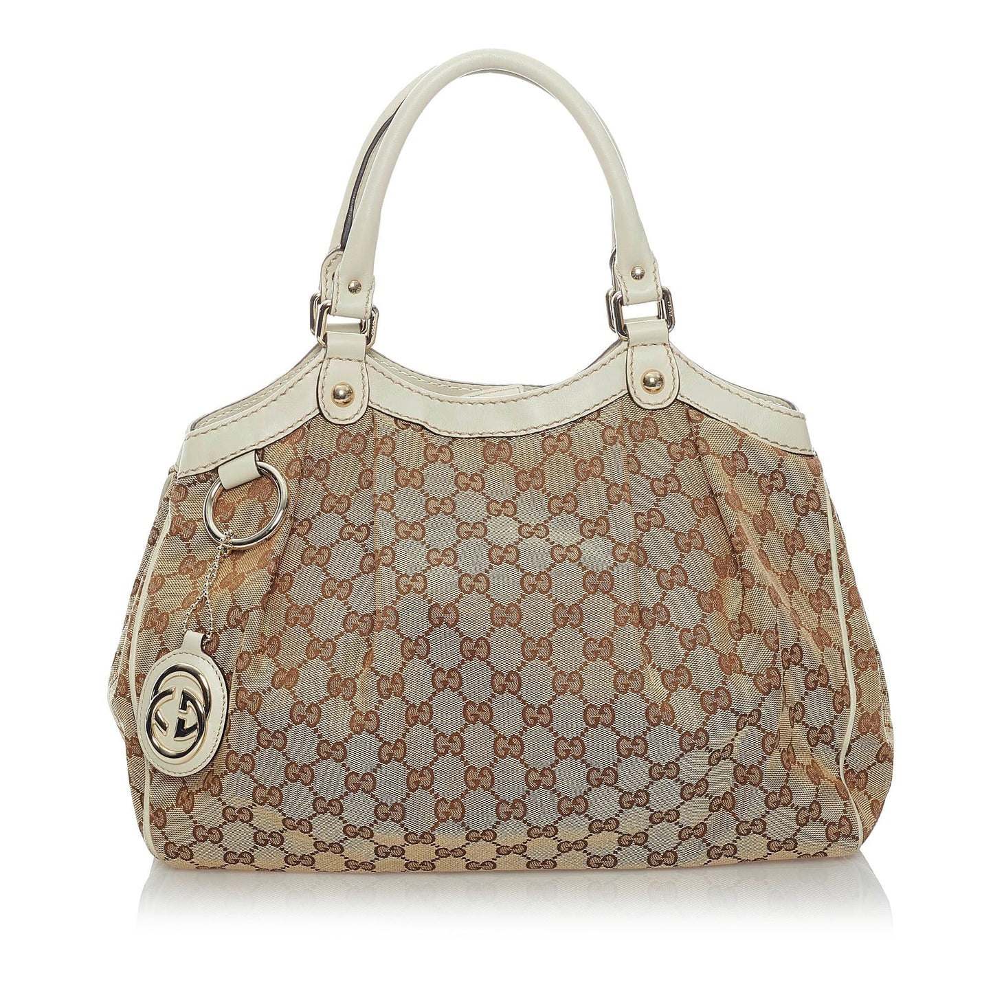 Gucci GG Sukey SHG Canvas White Brown Tote Bag 8