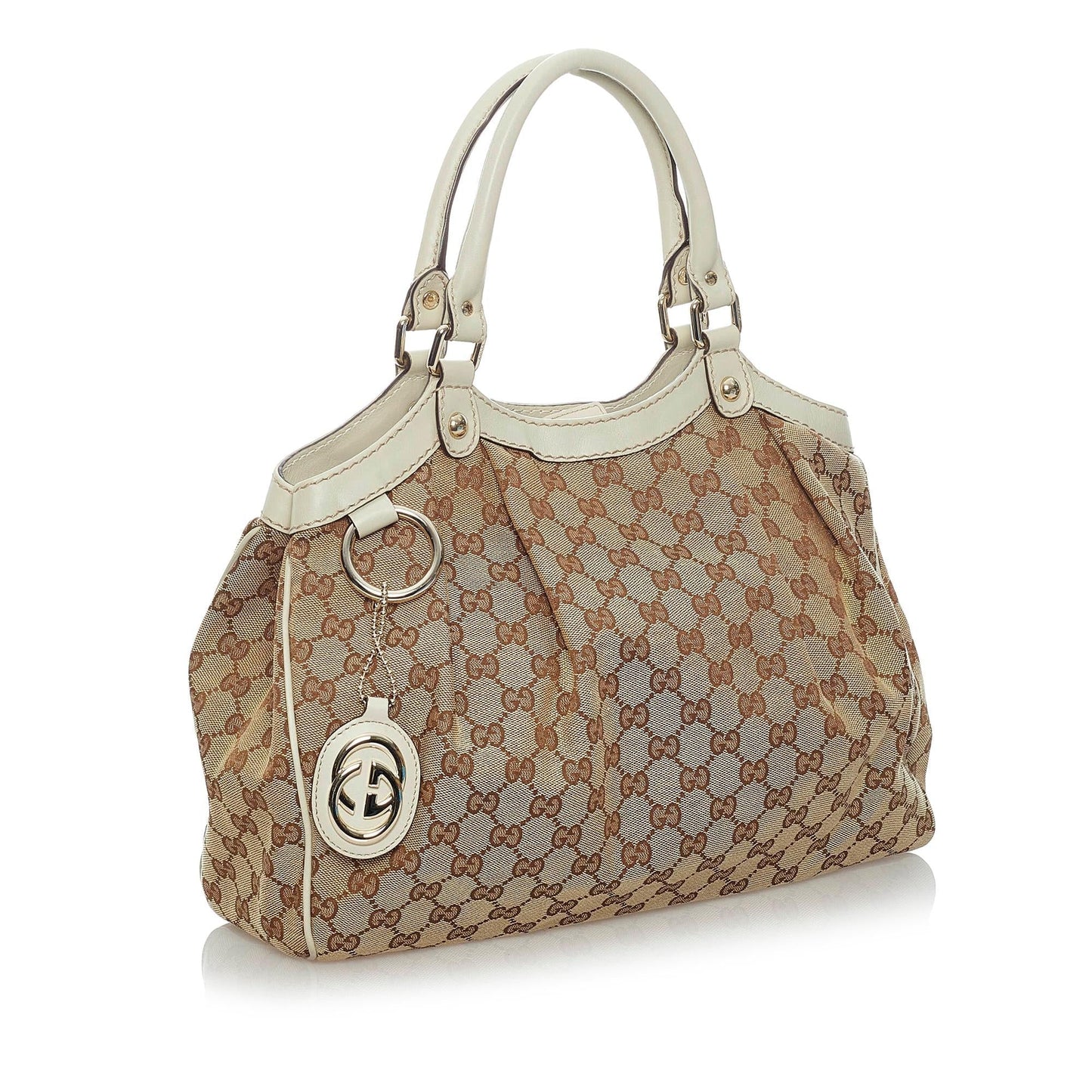 Gucci GG Sukey SHG Canvas White Brown Tote Bag 8