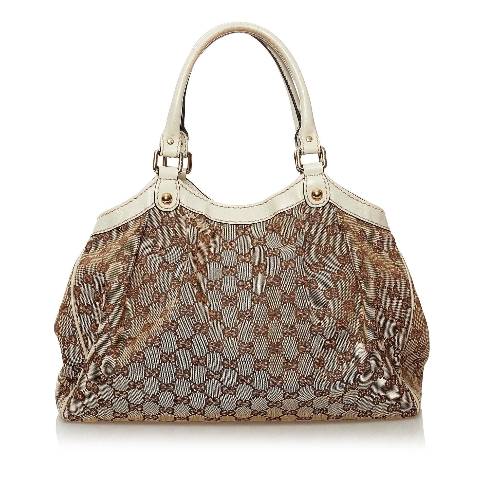 Gucci GG Sukey SHG Canvas White Brown Tote Bag 9
