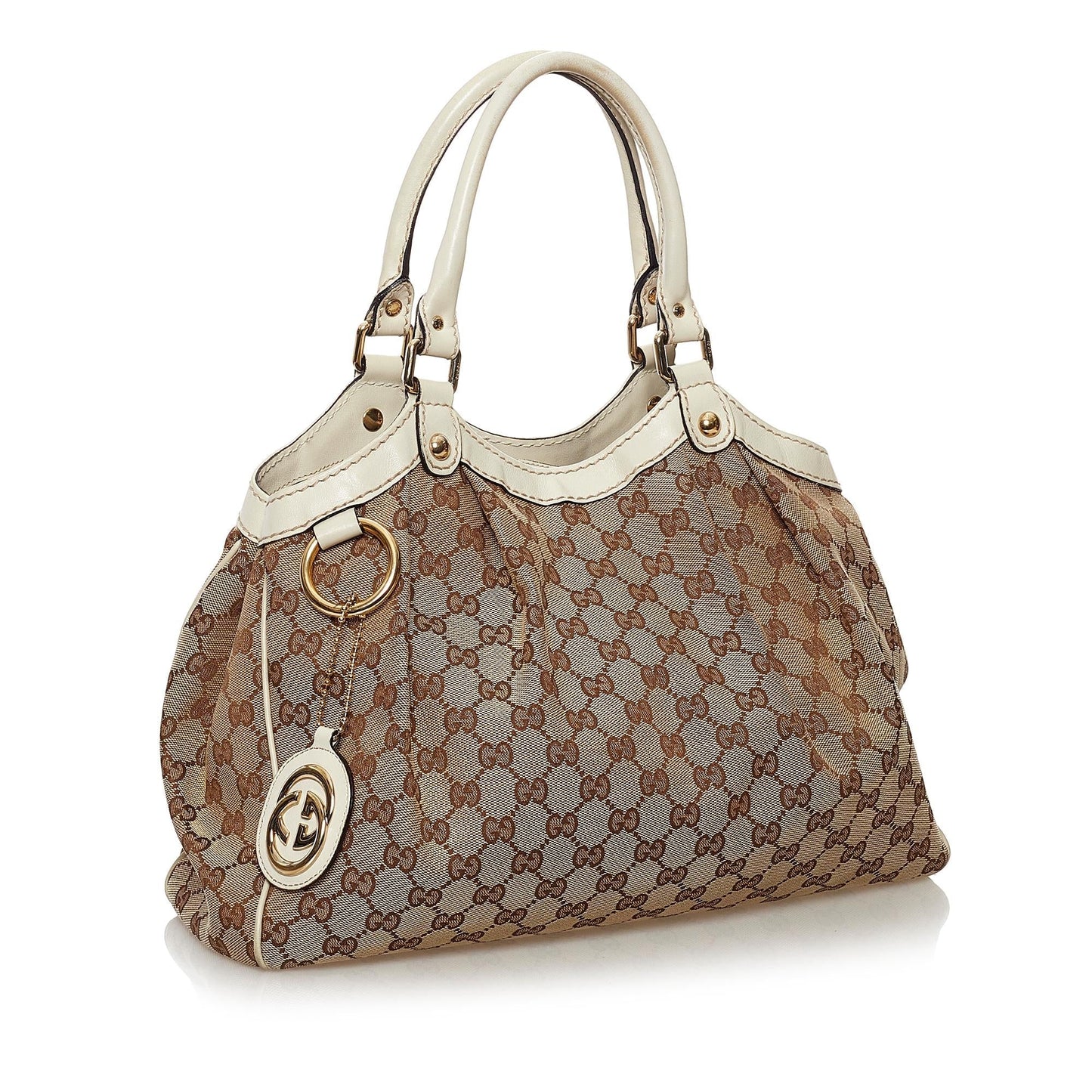 Gucci GG Sukey SHG Canvas White Brown Tote Bag 9