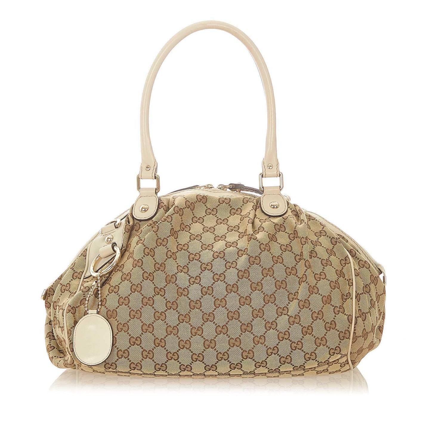 Gucci GG Sukey SHG Canvas White Brown Tote Bag 10