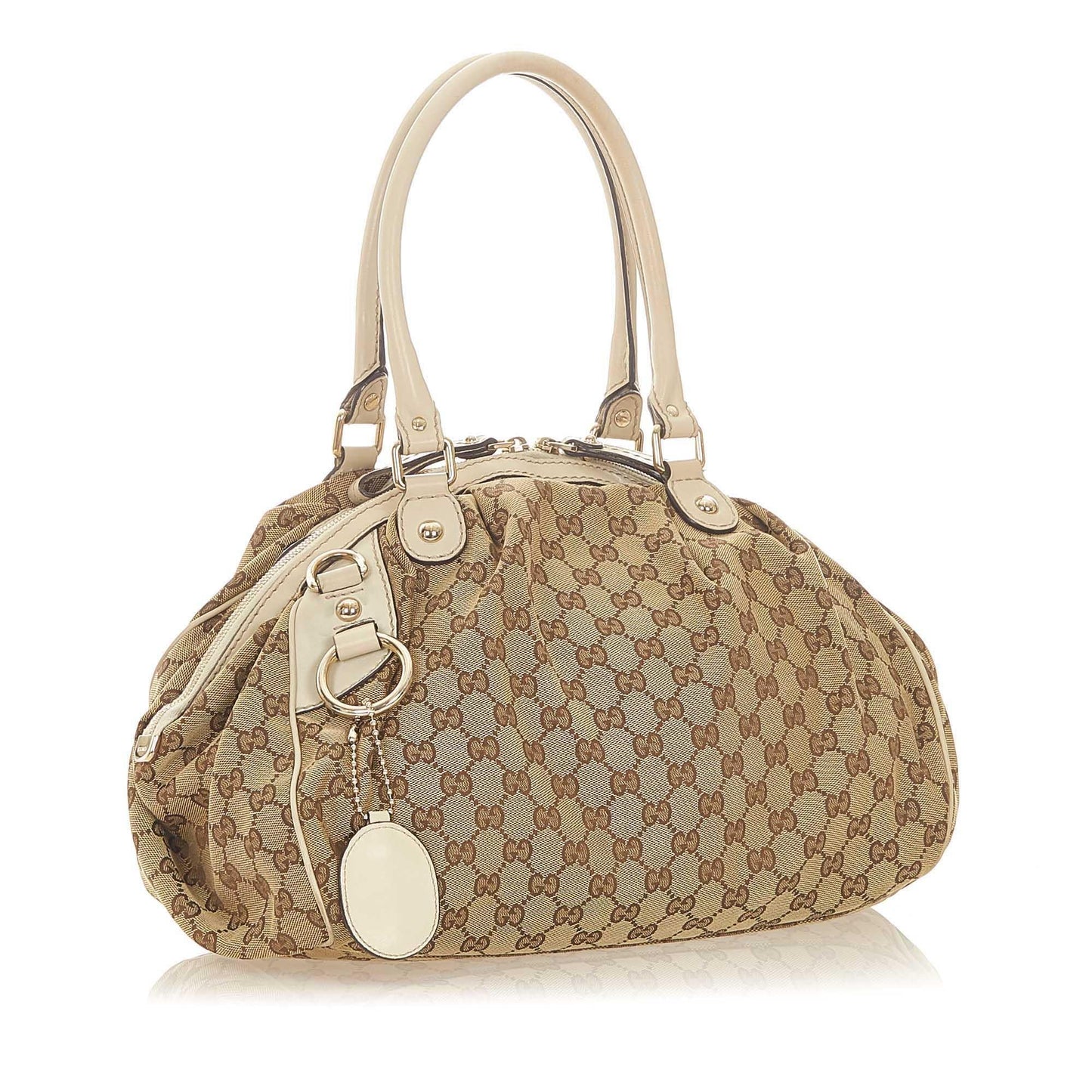 Gucci GG Sukey SHG Canvas White Brown Tote Bag 10