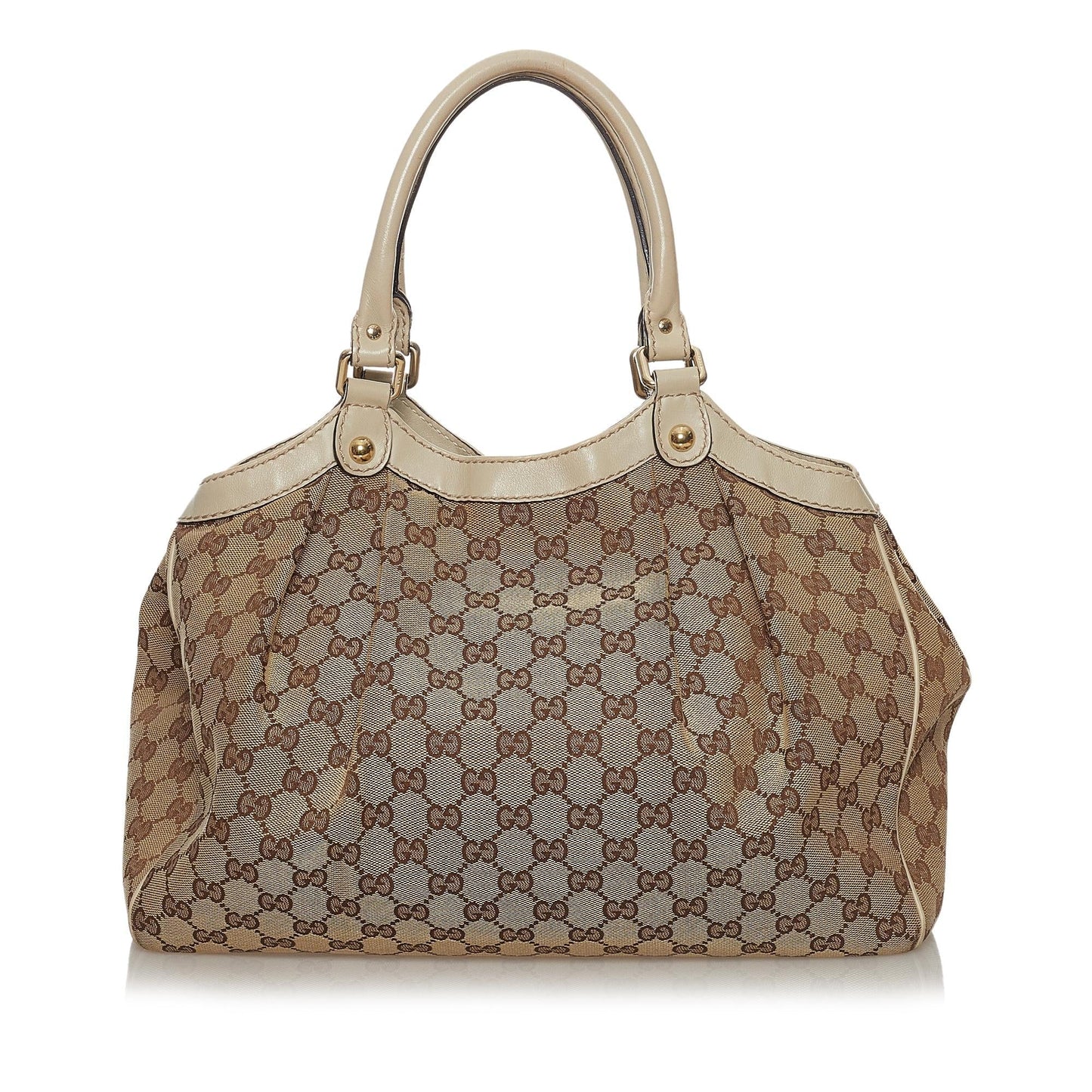 Gucci GG Sukey SHG Canvas White Brown Tote Bag Bag Shg