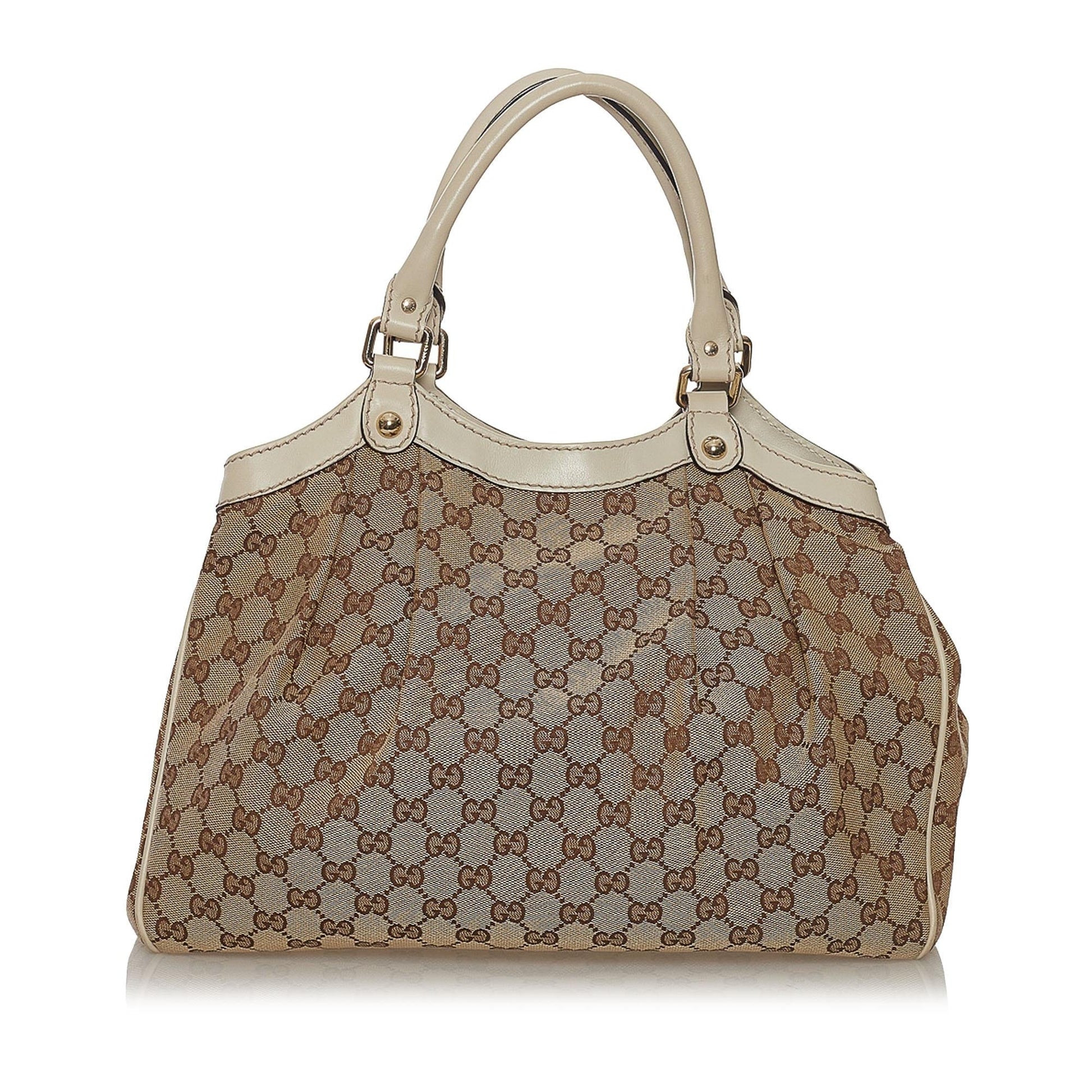 Gucci GG Sukey SHG Canvas White Brown Tote Bag 4