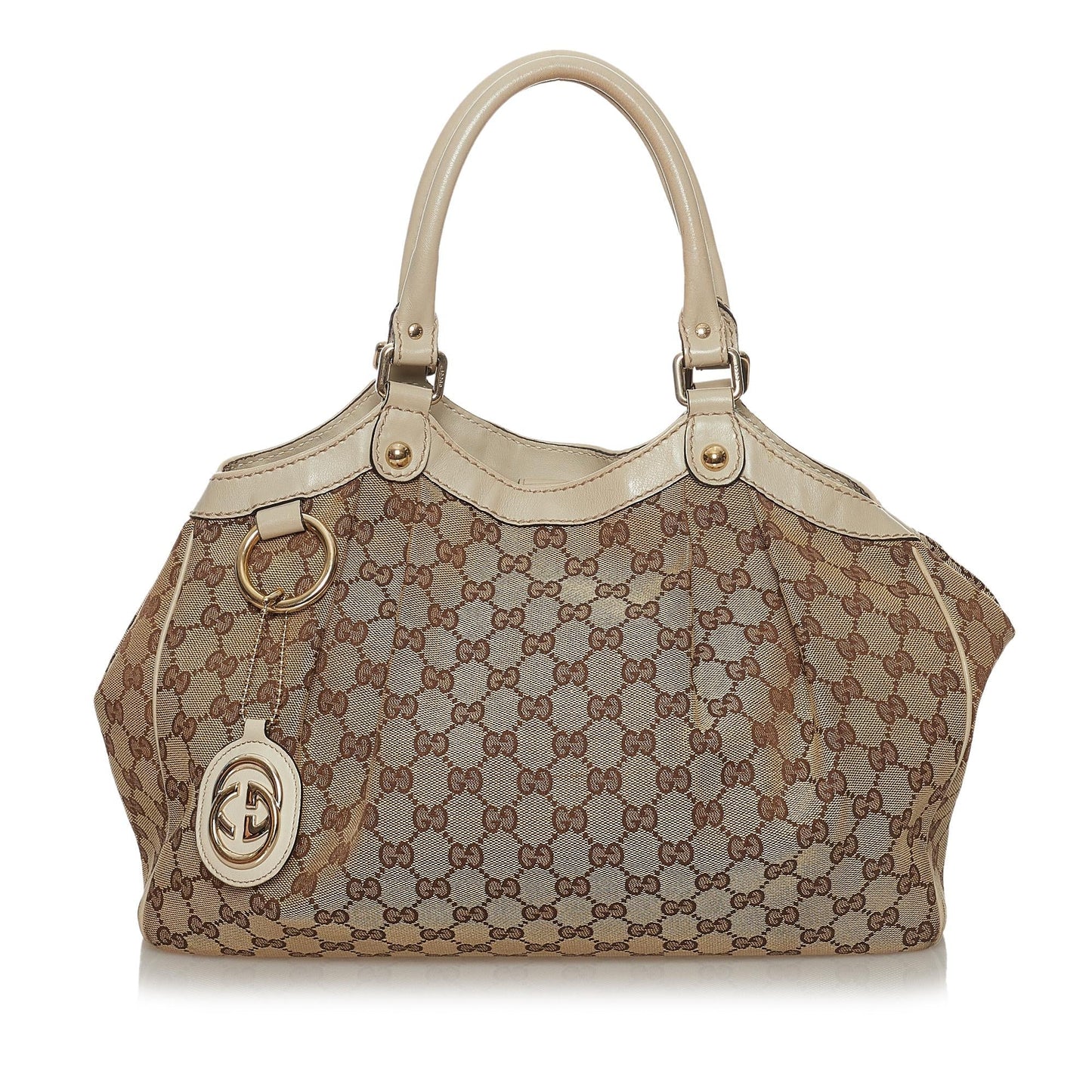 Gucci GG Sukey SHG Canvas White Brown Tote Bag 6