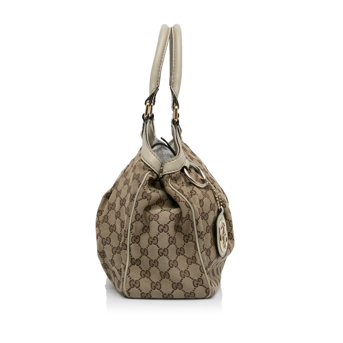 Gucci GG Sukey SHG-PPkJyj Canvas Calf White Brown Tote Bag