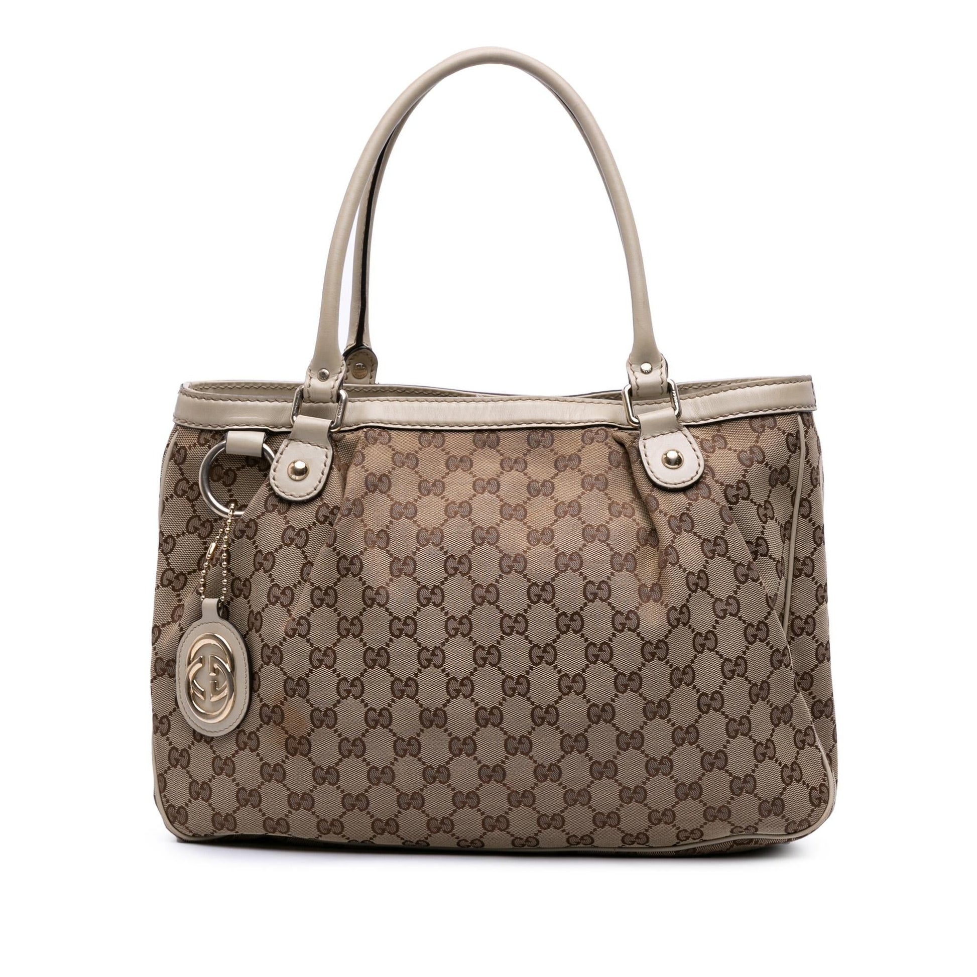 Gucci GG Sukey Canvas Calf Brown Tote Bag