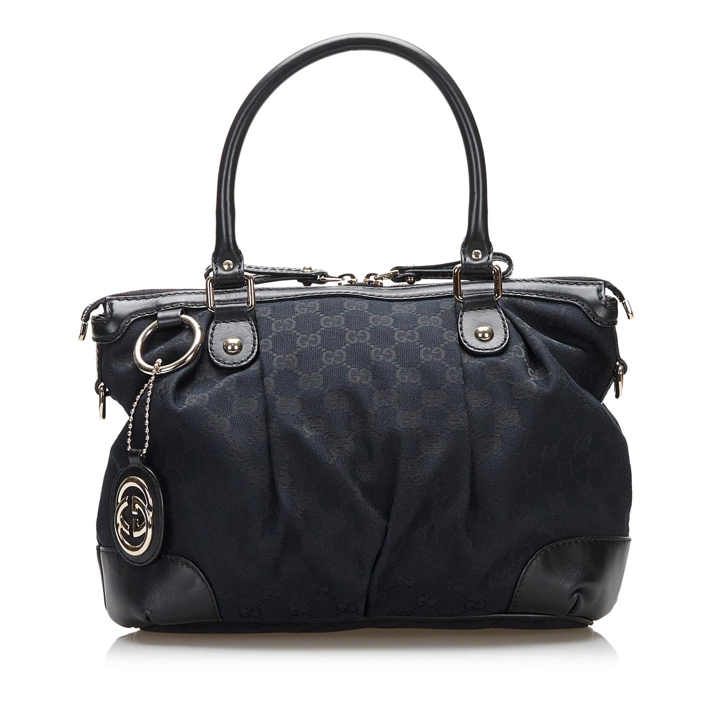 Gucci GG Sukey SHG Canvas Calf Black Satchel Bag