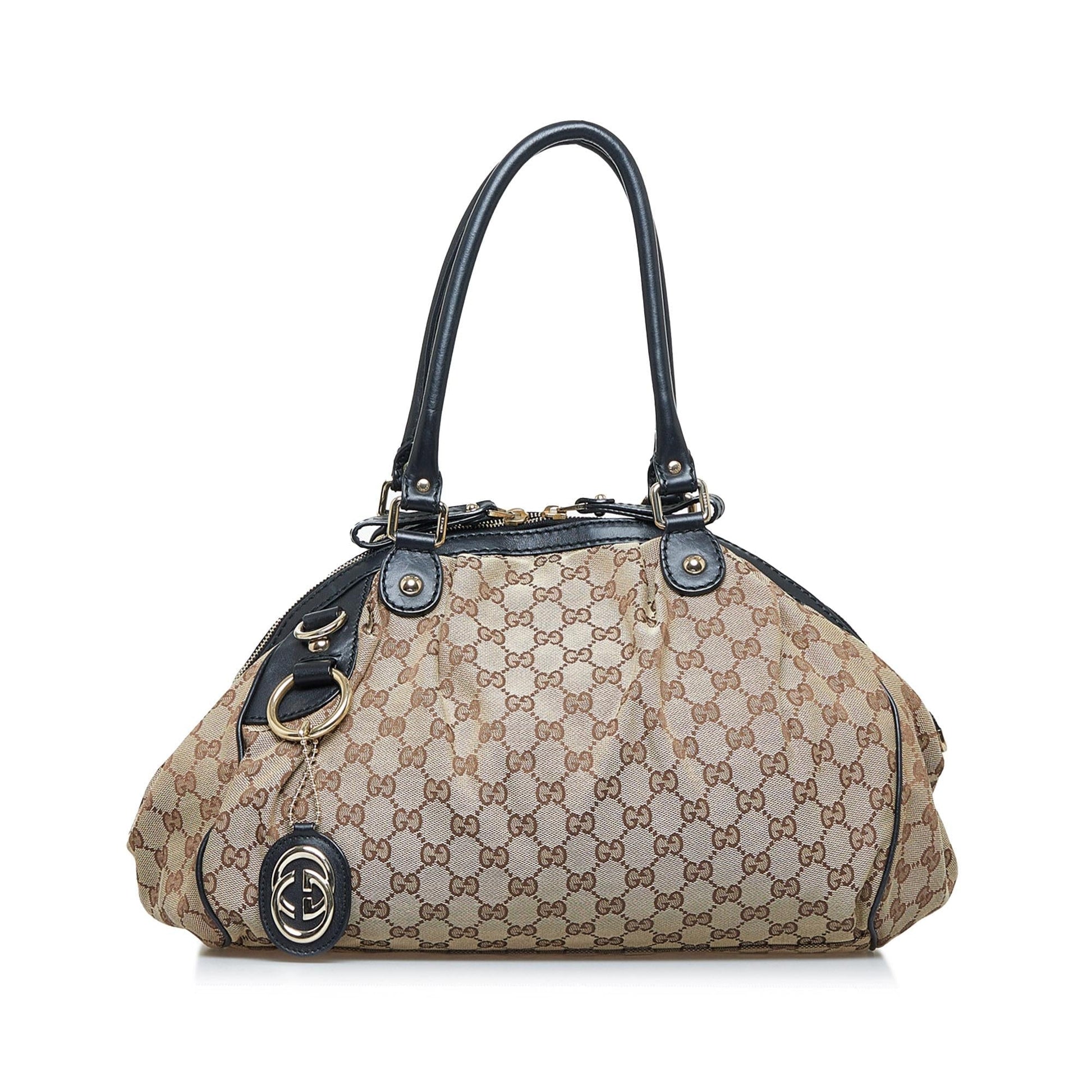 Gucci GG Sukey SHG-PkZOax Canvas Brown Satchel Bag