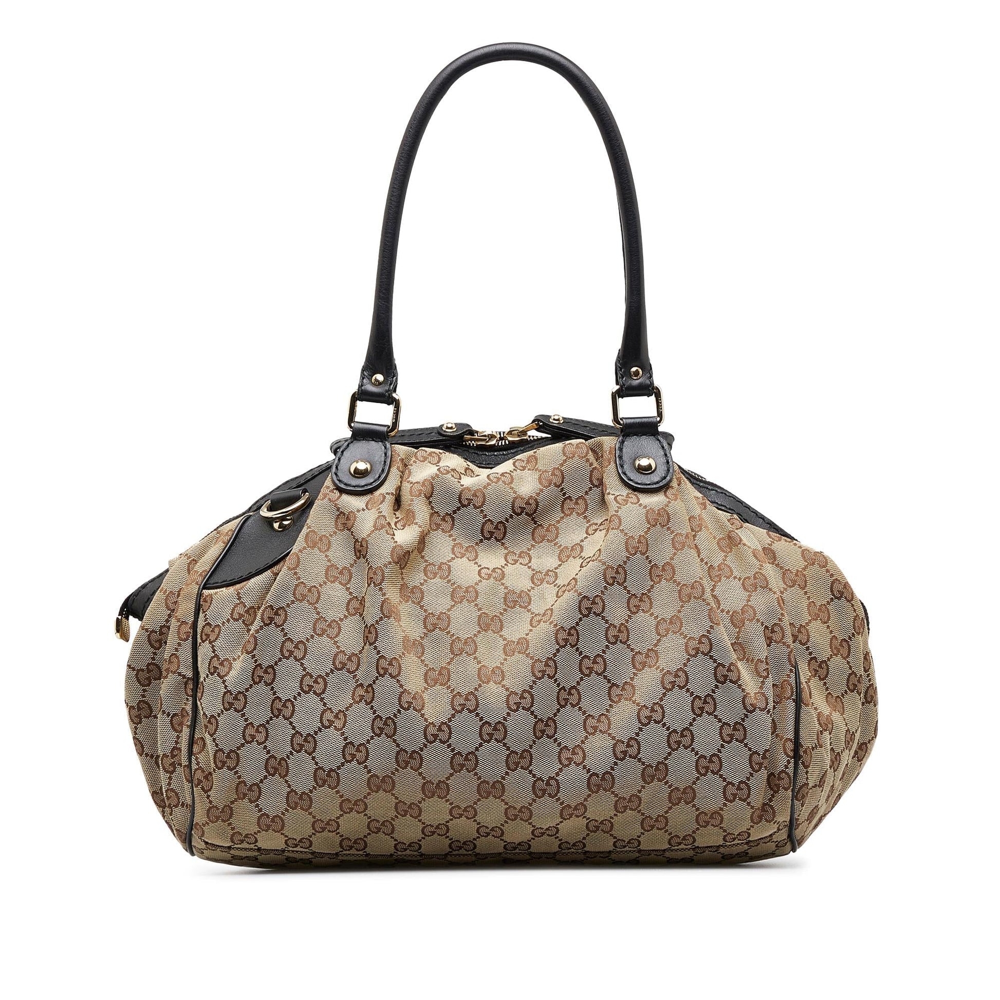 Gucci GG Sukey SHG-tP1dCU Canvas Calf Black Brown Shoulder Bag