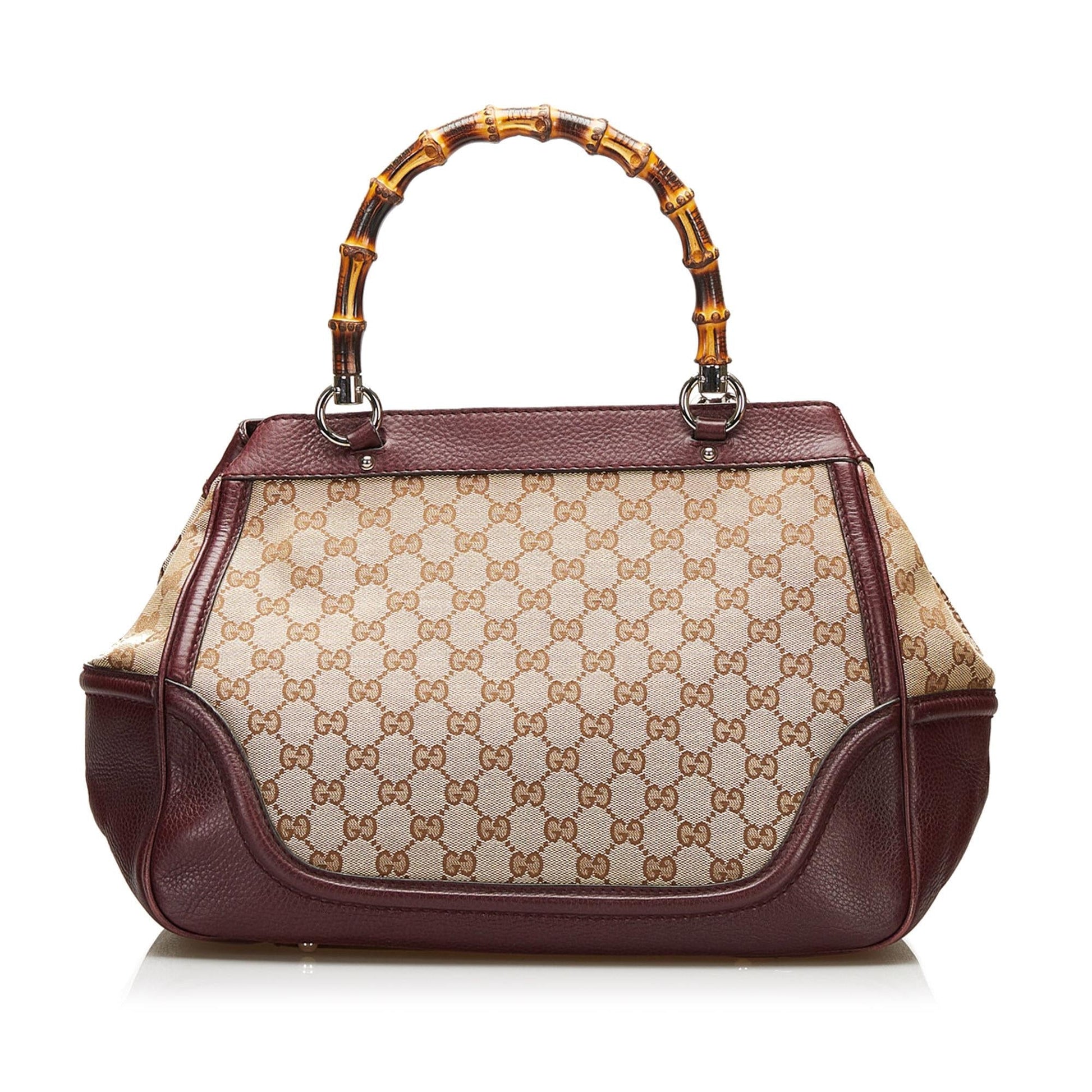 Gucci GG Tassel Bamboo SHG Canvas Brown Satchel Bag