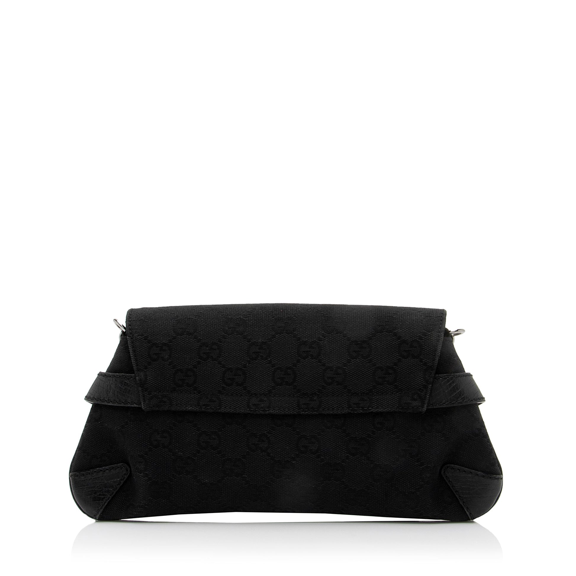 Gucci GG Tom Ford Horsebit SHF Leather Canvas Black Clutch Bag