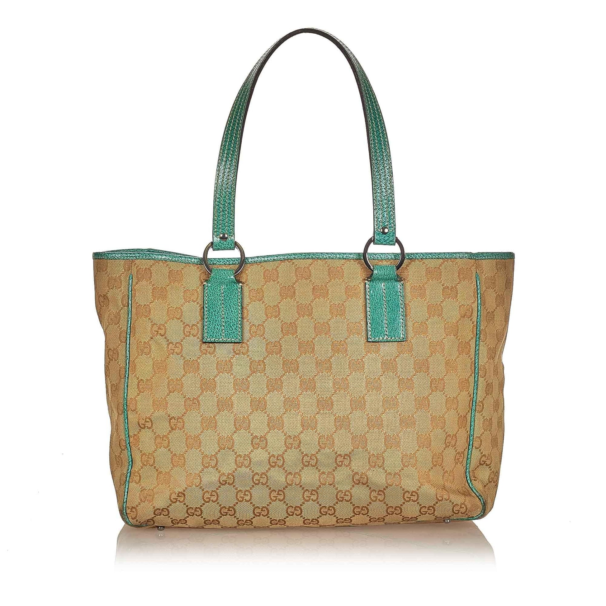 Gucci GG SHG Canvas Brown Blue Tote Bag