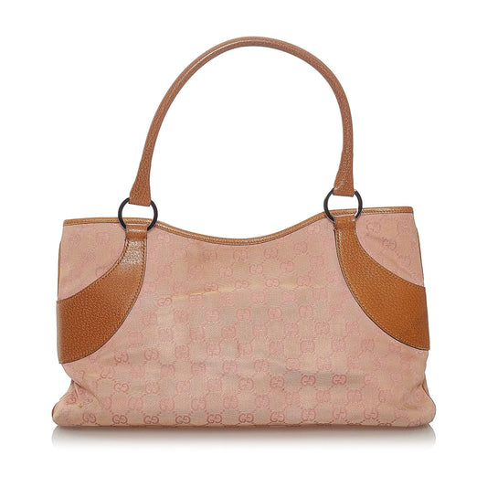 Gucci GG SHG Canvas Brown Pink Tote Bag 3