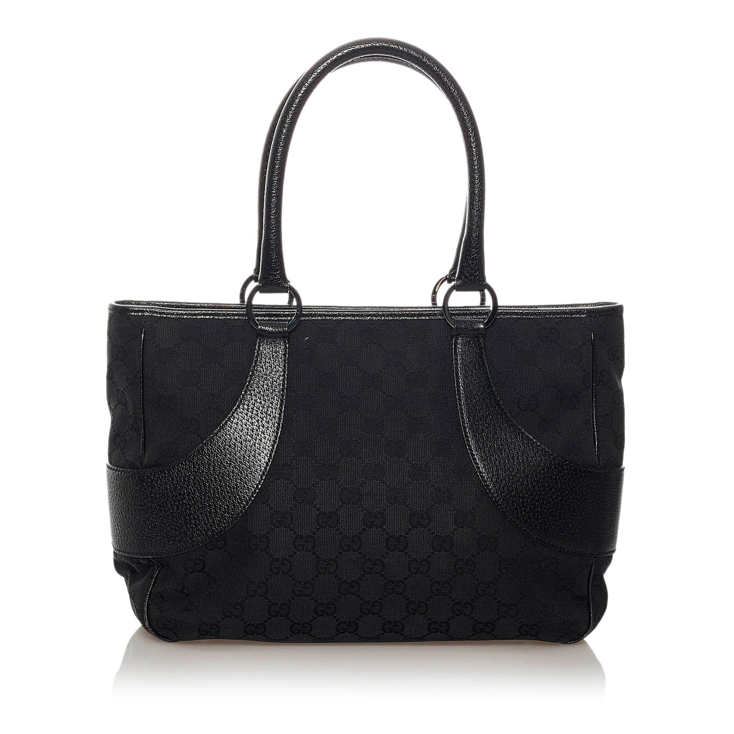 Gucci GG SHG Canvas Calf Black Tote Bag Bag Shg