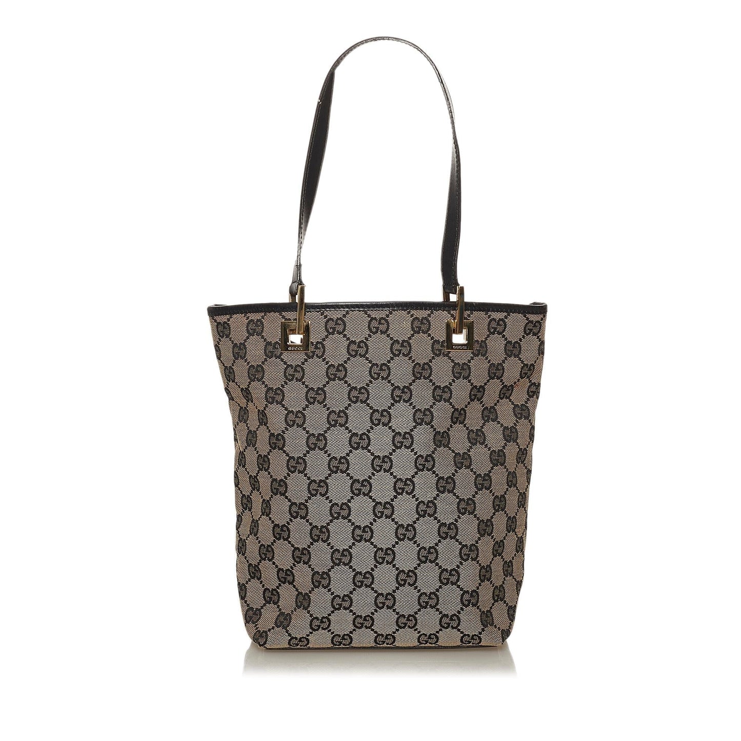 Gucci GG SHG Canvas Calf Grey Tote Bag 3