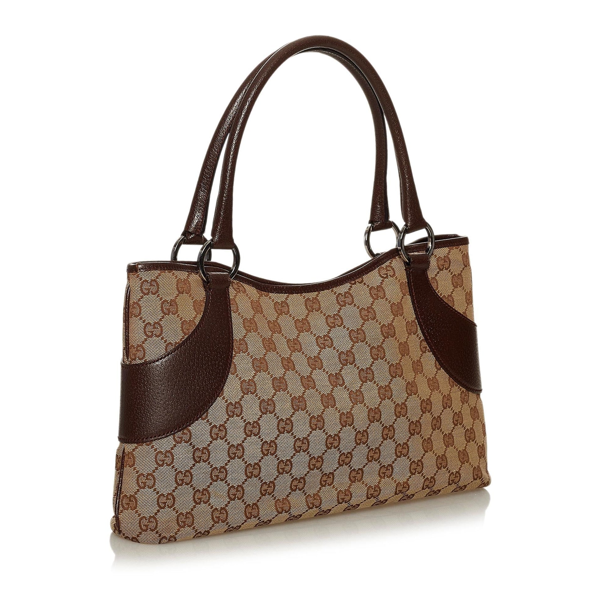Gucci GG SHG Canvas Brown Tote Bag 25