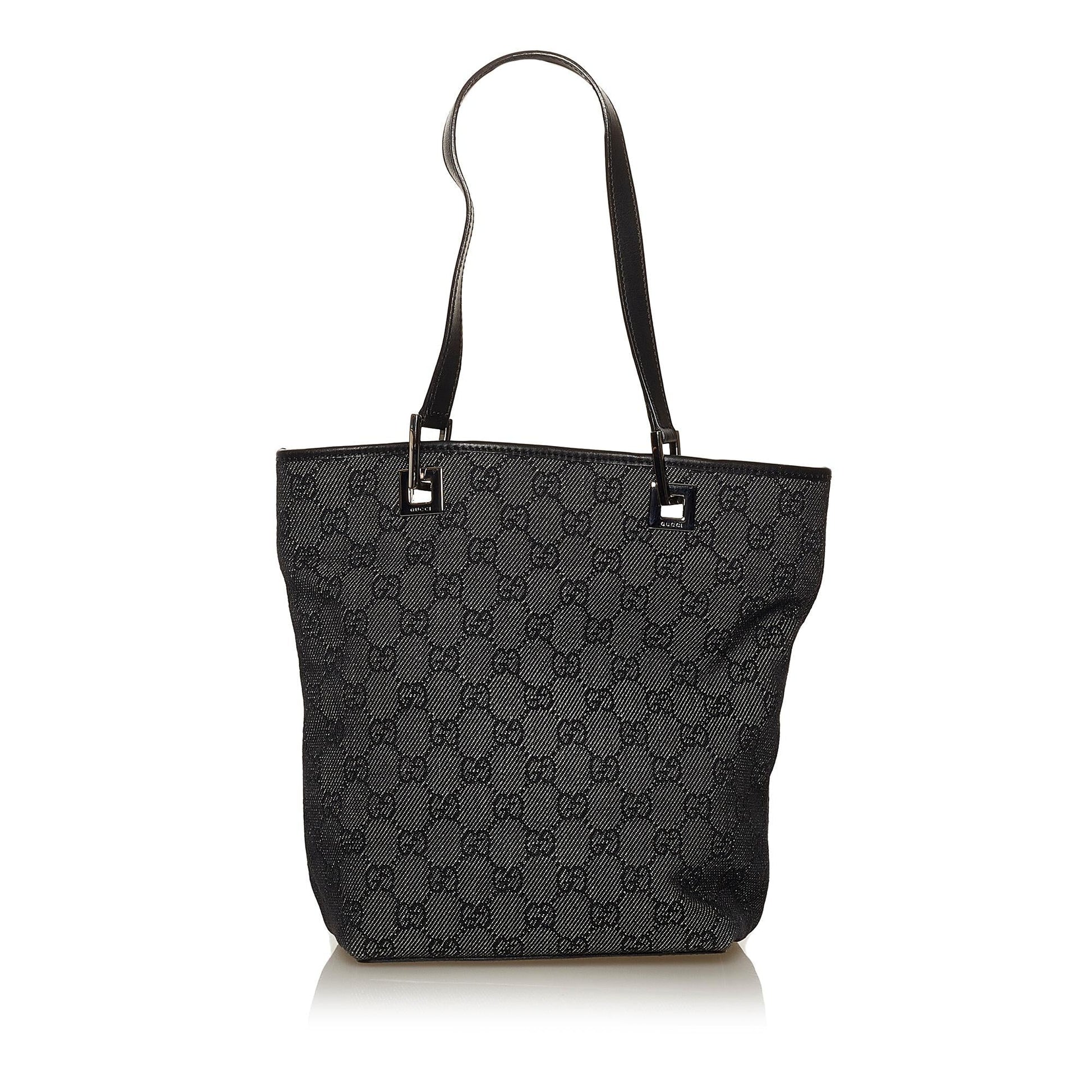 Gucci GG SHG Canvas Black Grey Tote Bag