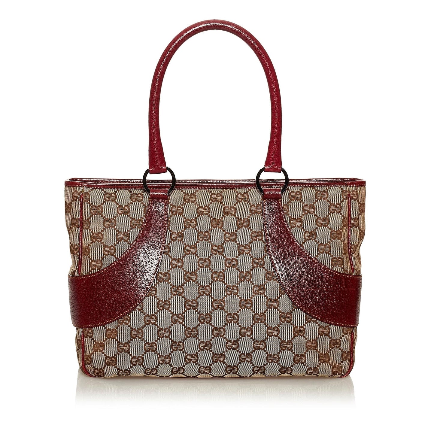 Gucci GG SHG Canvas Brown Red Tote Bag 3