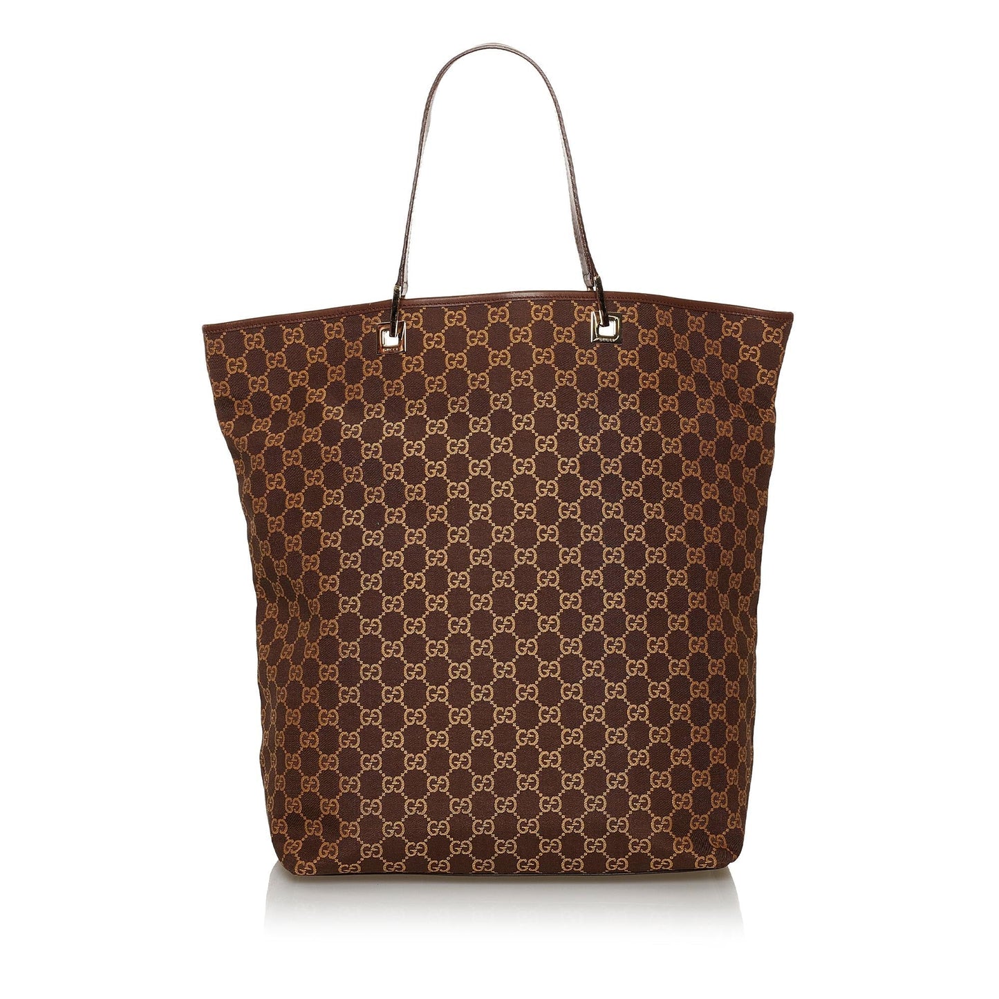 Gucci GG SHG Canvas Calf Brown Tote Bag 7
