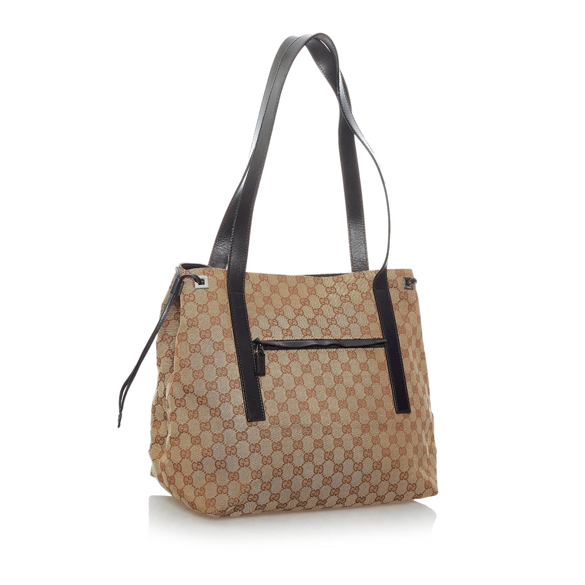 Gucci GG SHG Canvas Black Brown Tote Bag 3