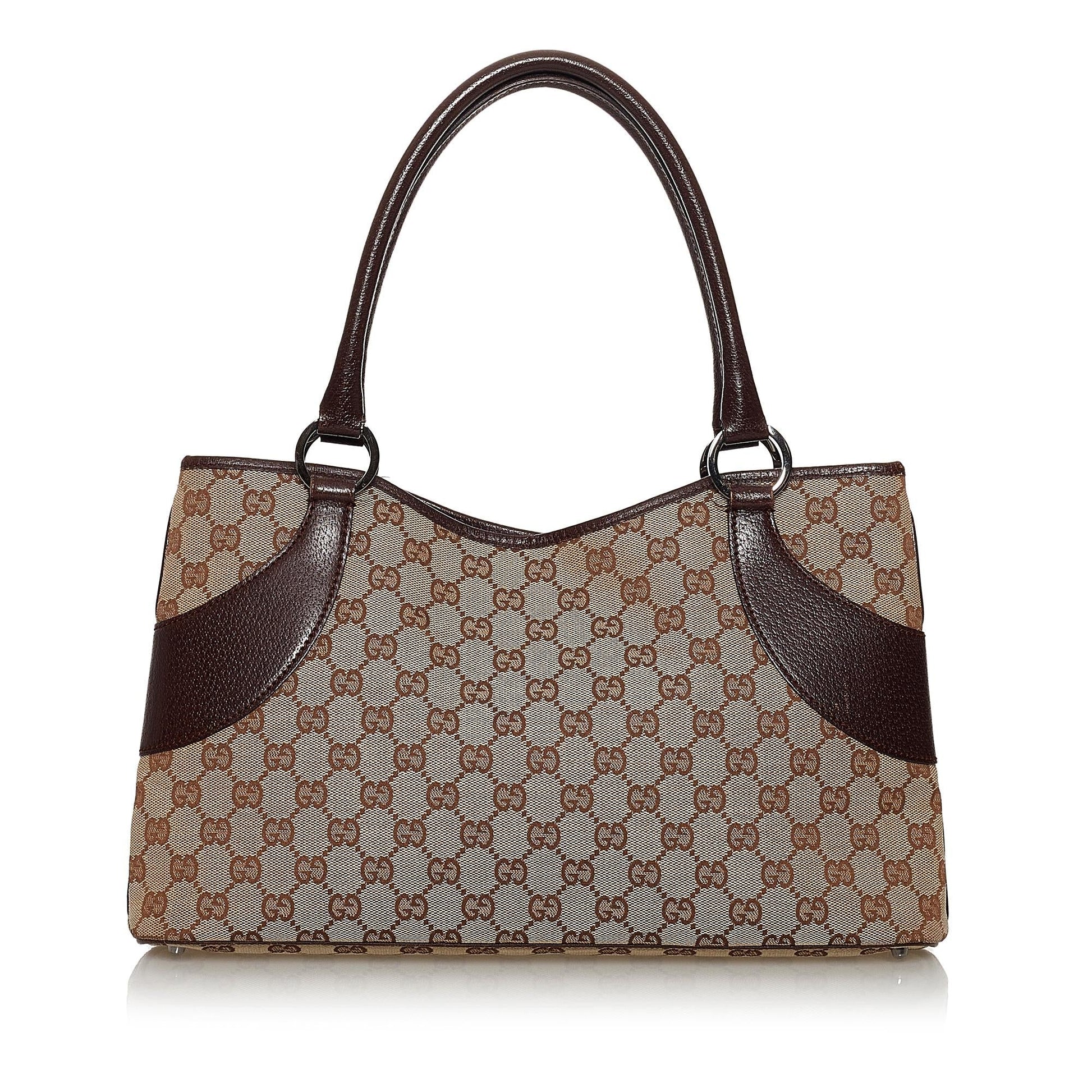Gucci GG SHG Canvas Brown Tote Bag 30