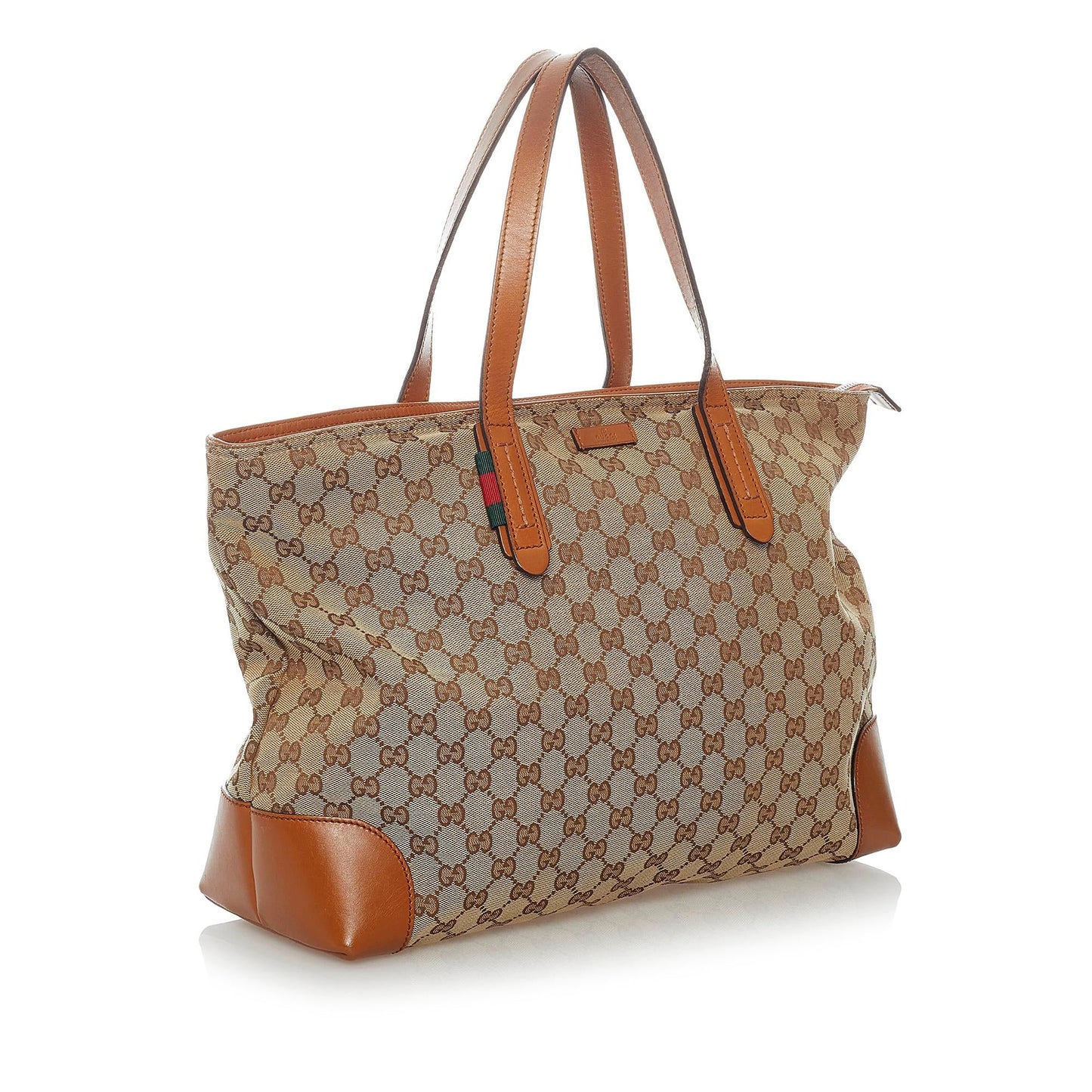 Gucci GG SHG Canvas Calf Brown Tote Bag 9