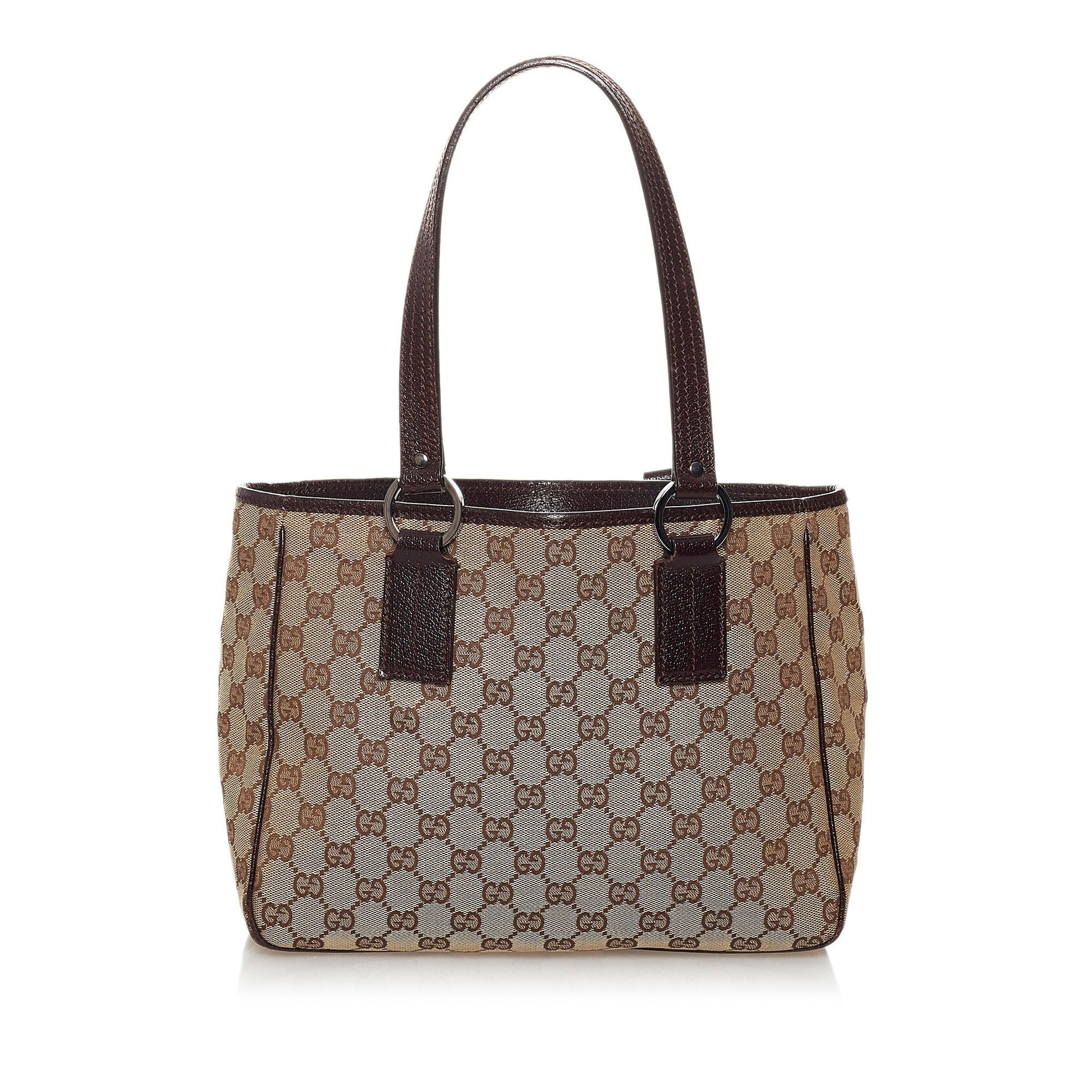 Gucci GG SHG Canvas Brown Tote Bag 34