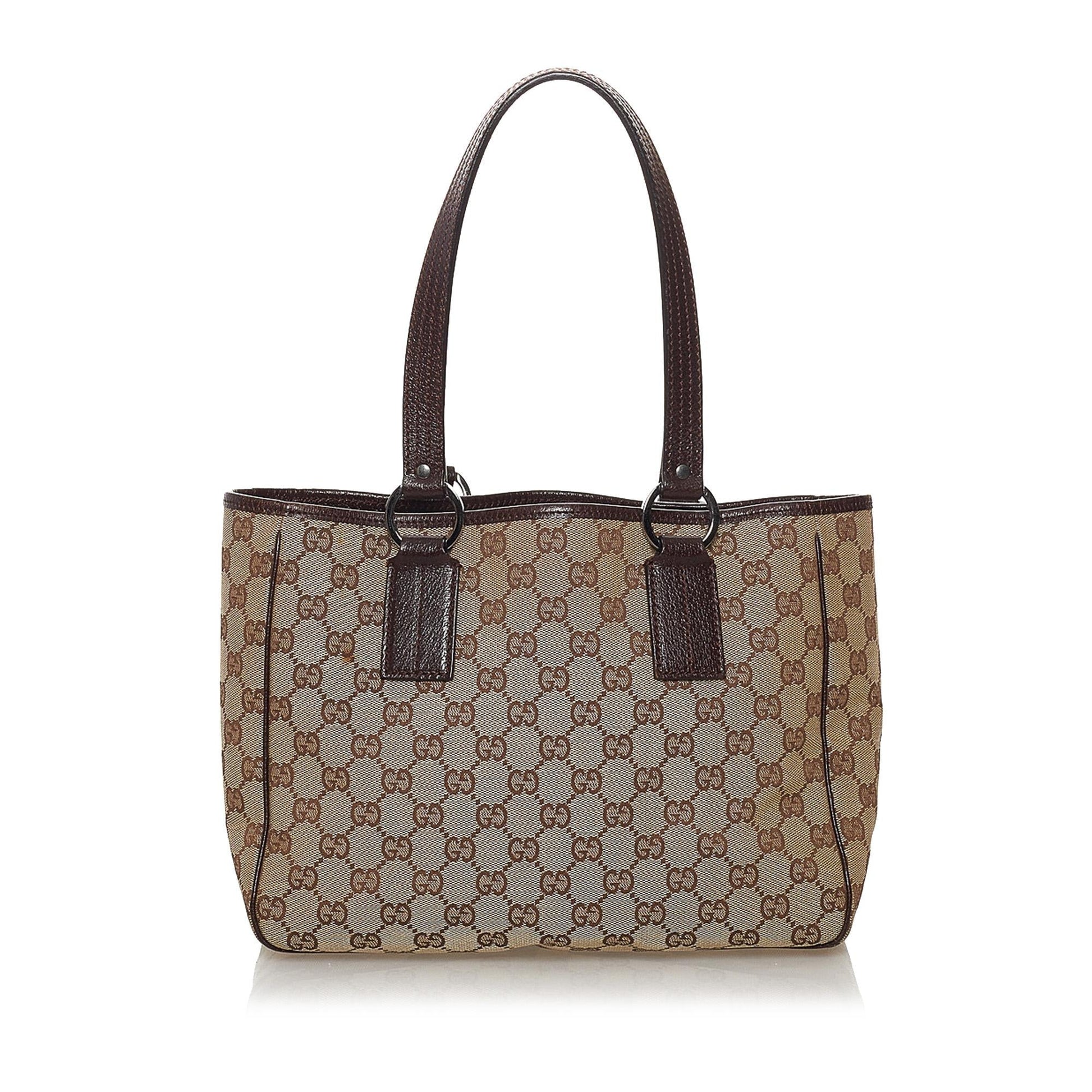 Gucci GG SHG Canvas Brown Tote Bag 35
