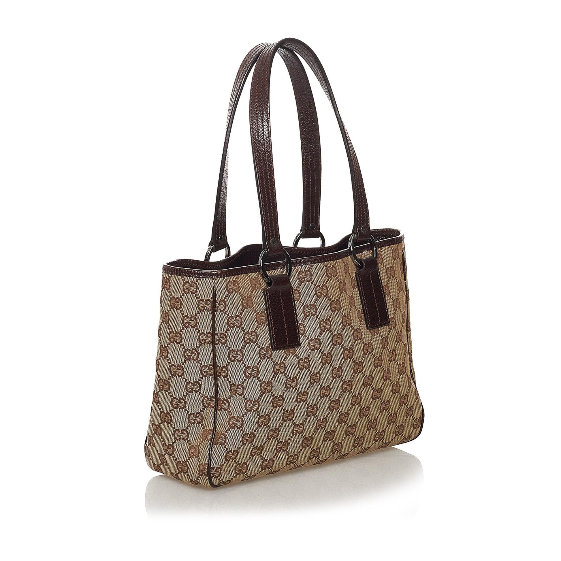 Gucci GG SHG Canvas Brown Tote Bag 35